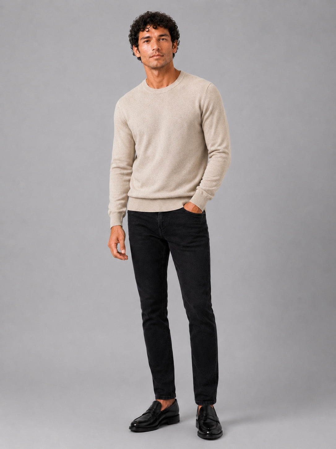 Men’s Crew Neck Knit Jumper Long Sleeve Soft Lightweight Autumn Pullover for Business Casual and Everyday Wear