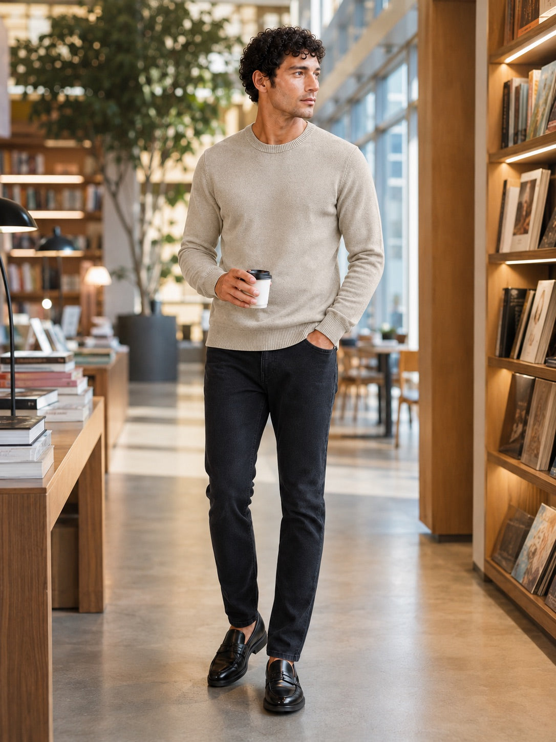 Men’s Crew Neck Knit Jumper Long Sleeve Soft Lightweight Autumn Pullover for Business Casual and Everyday Wear