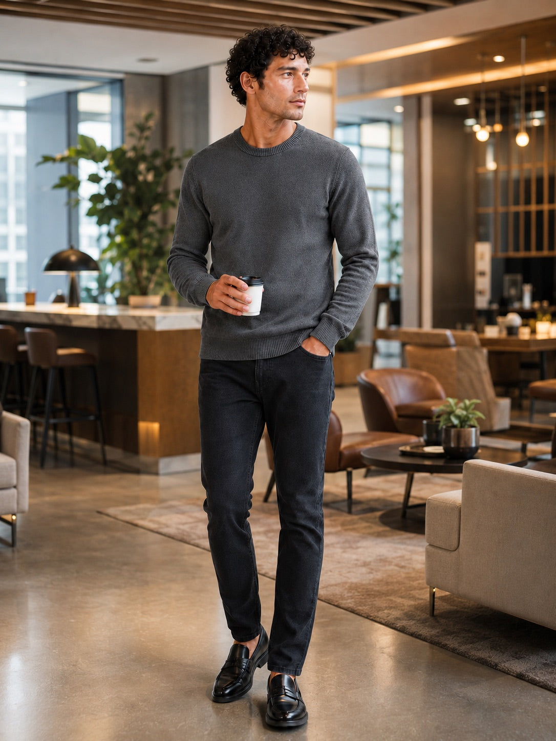 Men’s Crew Neck Knit Jumper Long Sleeve Soft Lightweight Autumn Pullover for Business Casual and Everyday Wear
