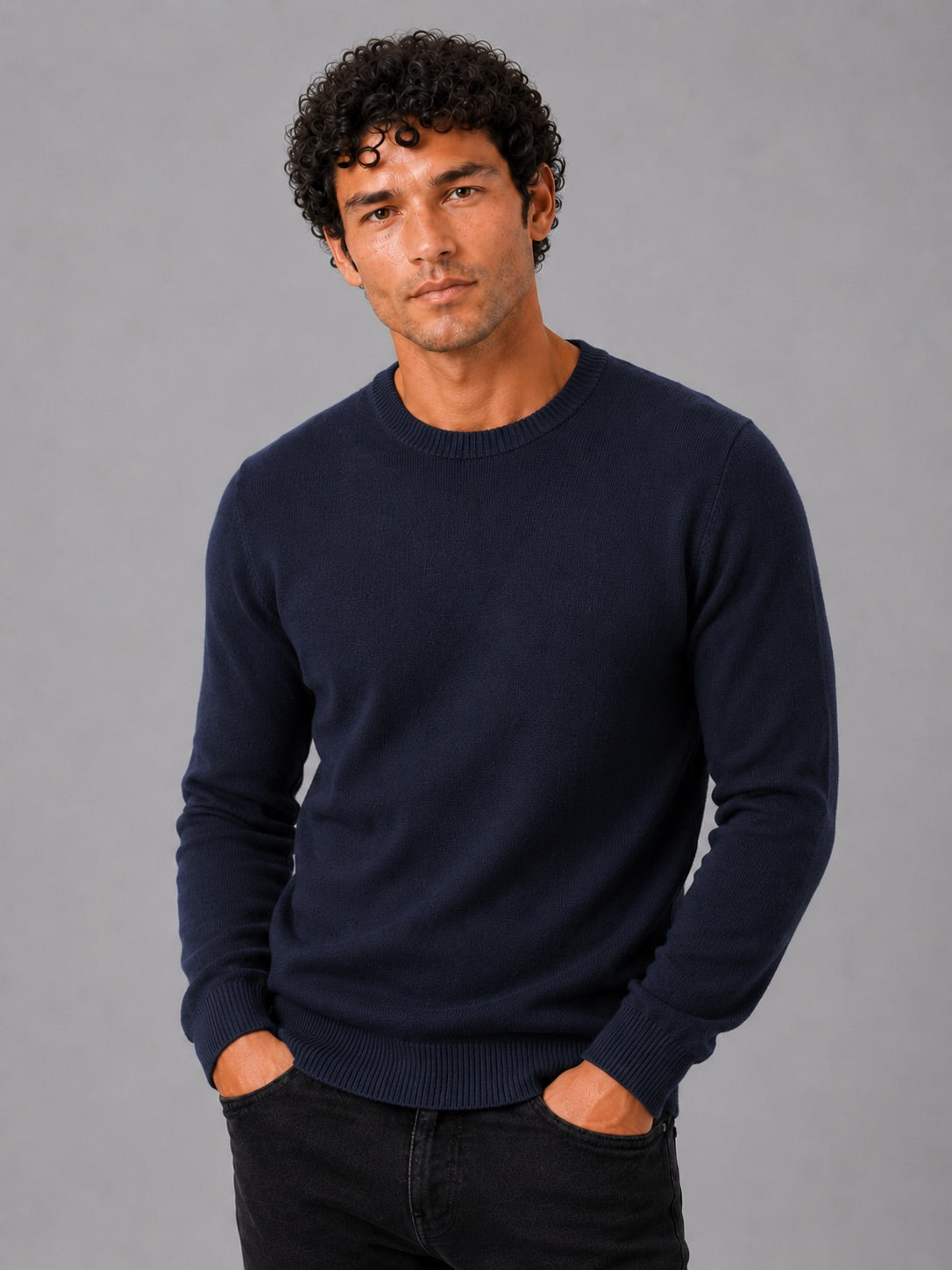 Men’s Crew Neck Knit Jumper Long Sleeve Soft Lightweight Autumn Pullover for Business Casual and Everyday Wear