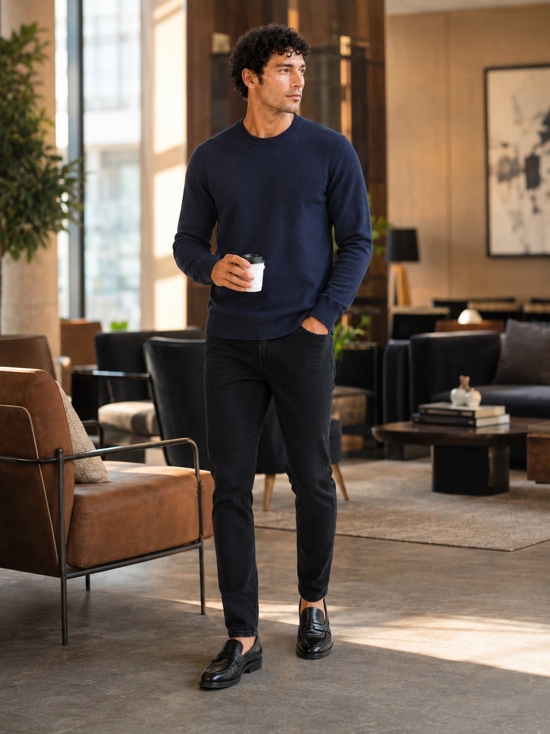 Men’s Crew Neck Knit Jumper Long Sleeve Soft Lightweight Autumn Pullover for Business Casual and Everyday Wear