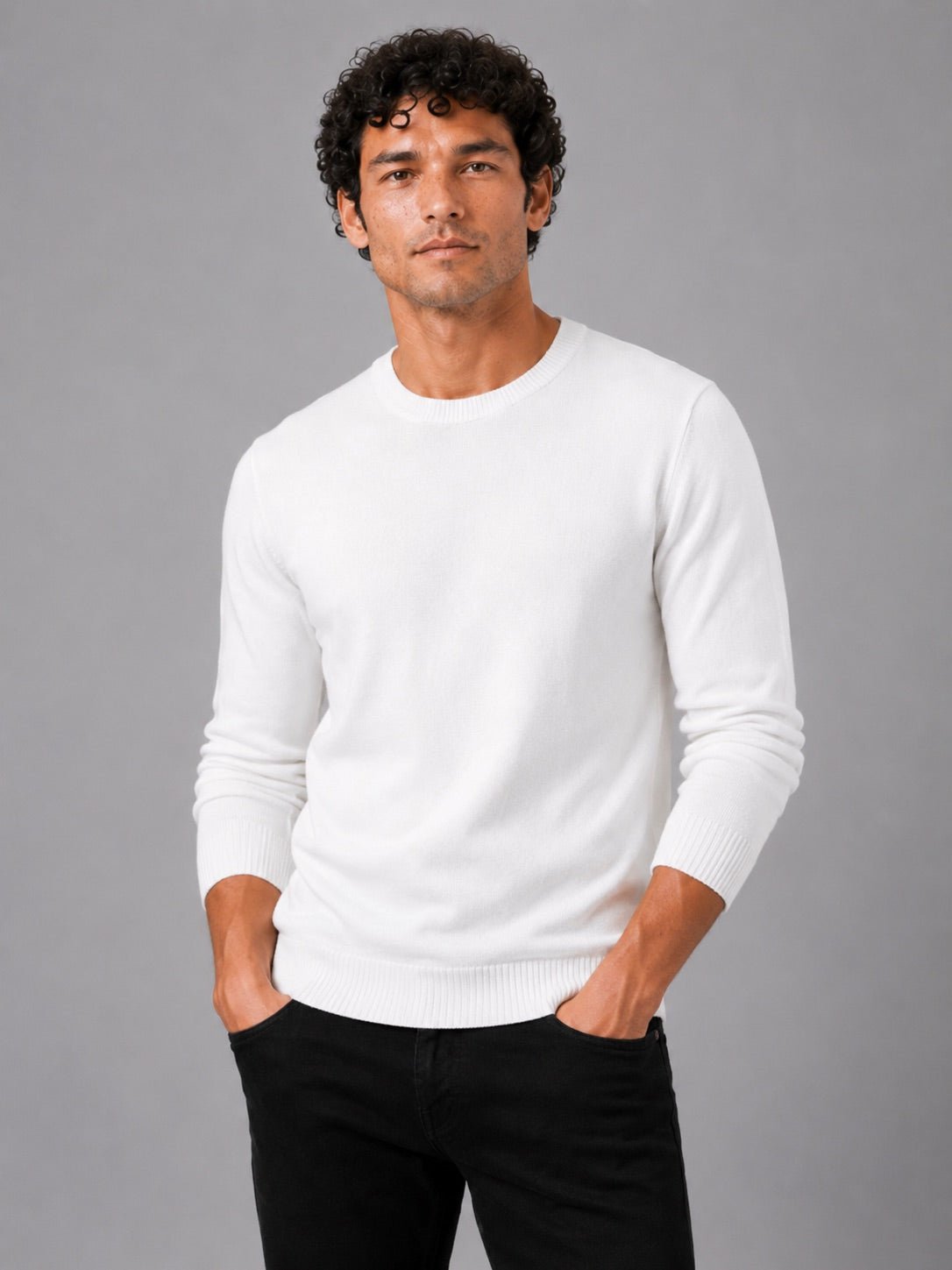 Men’s Crew Neck Knit Jumper Long Sleeve Soft Lightweight Autumn Pullover for Business Casual and Everyday Wear