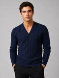 Men’s V-Neck Cardigan Jumper Slim Fit Knit Long Sleeve Spring Autumn Layer for Business Casual and Everyday Wear