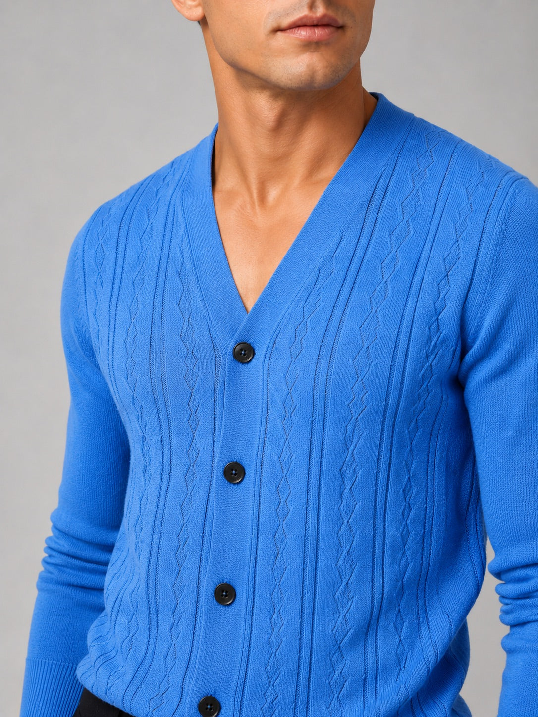 Men’s V-Neck Cardigan Jumper Slim Fit Knit Long Sleeve Spring Autumn Layer for Business Casual and Everyday Wear