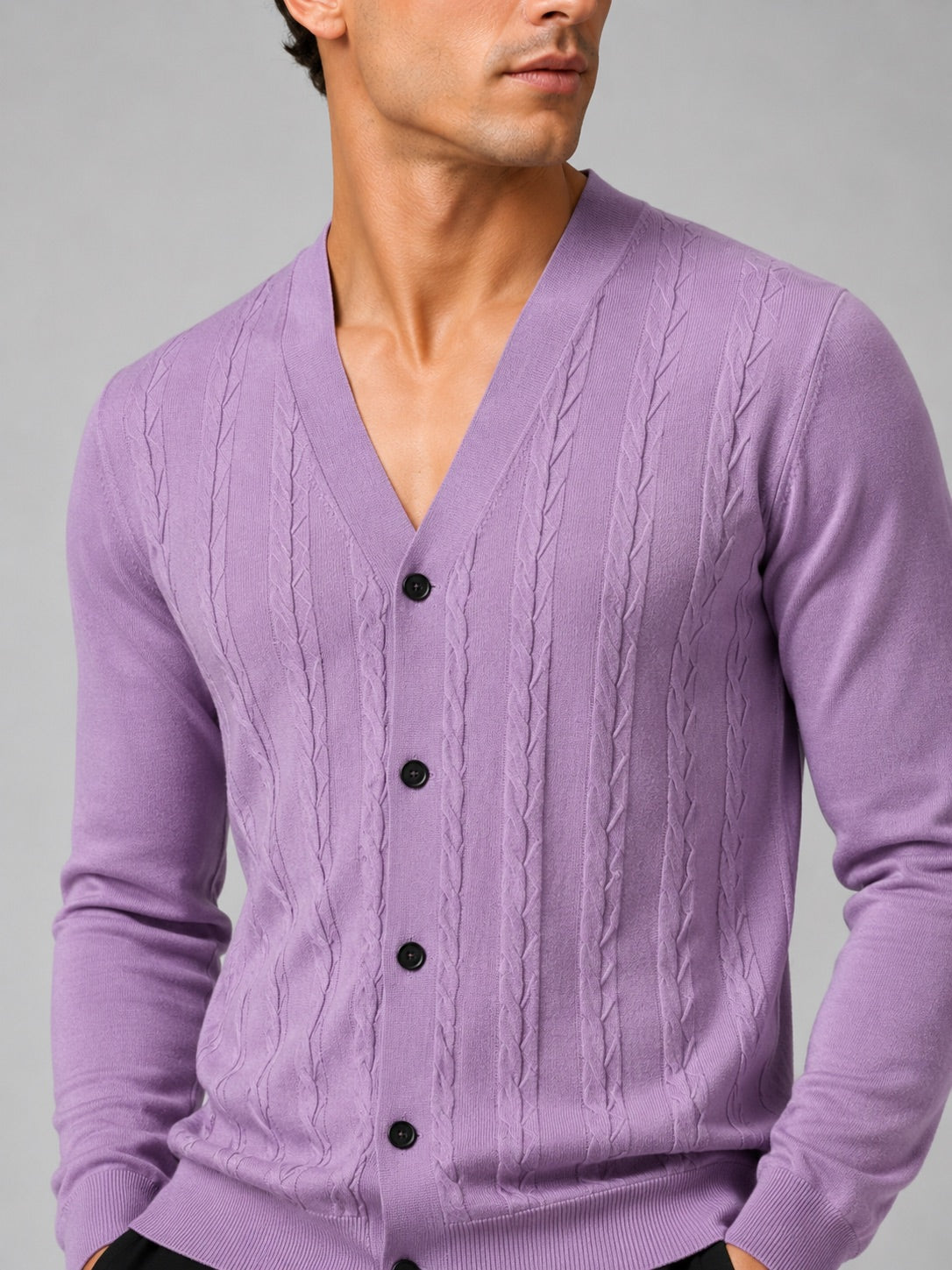 Men’s V-Neck Cardigan Jumper Slim Fit Knit Long Sleeve Spring Autumn Layer for Business Casual and Everyday Wear