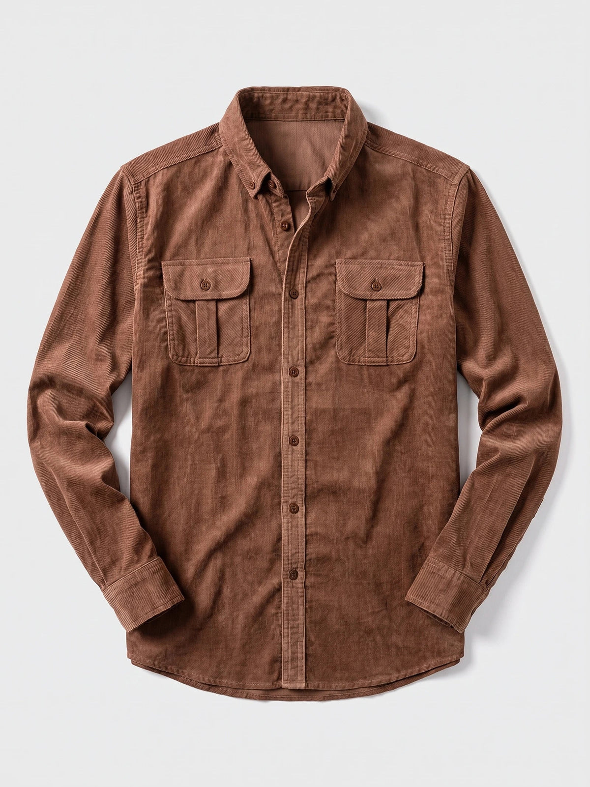 Men's Twill Tweed Shirt, Cotton Corduroy, Slim Fit Business Casual Autumn Shirt