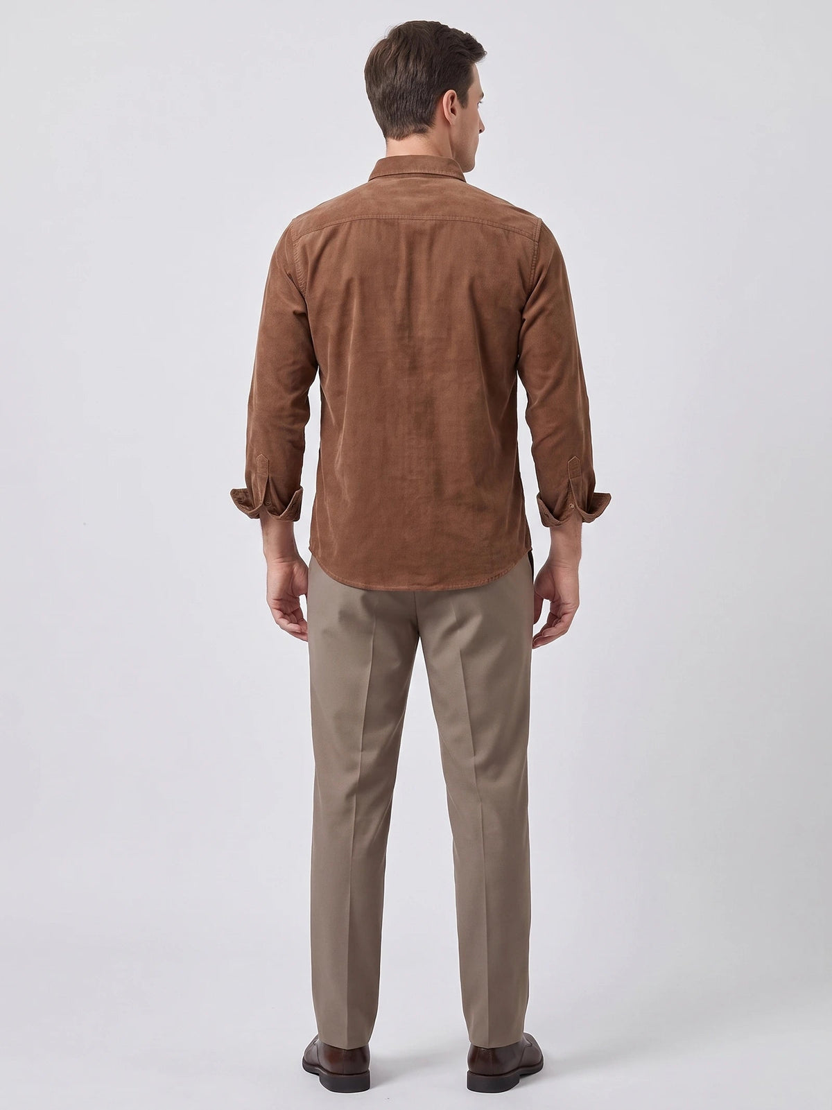Men's Twill Tweed Shirt, Cotton Corduroy, Slim Fit Business Casual Autumn Shirt