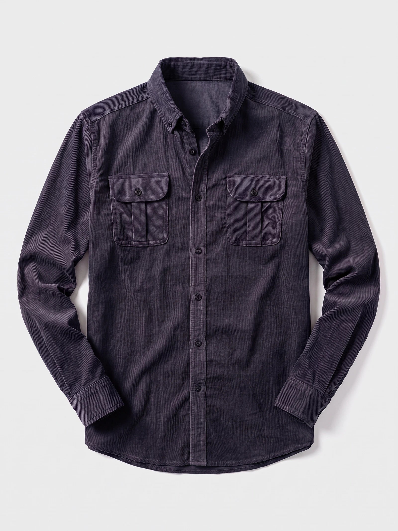 Men's Twill Tweed Shirt, Cotton Corduroy, Slim Fit Business Casual Autumn Shirt