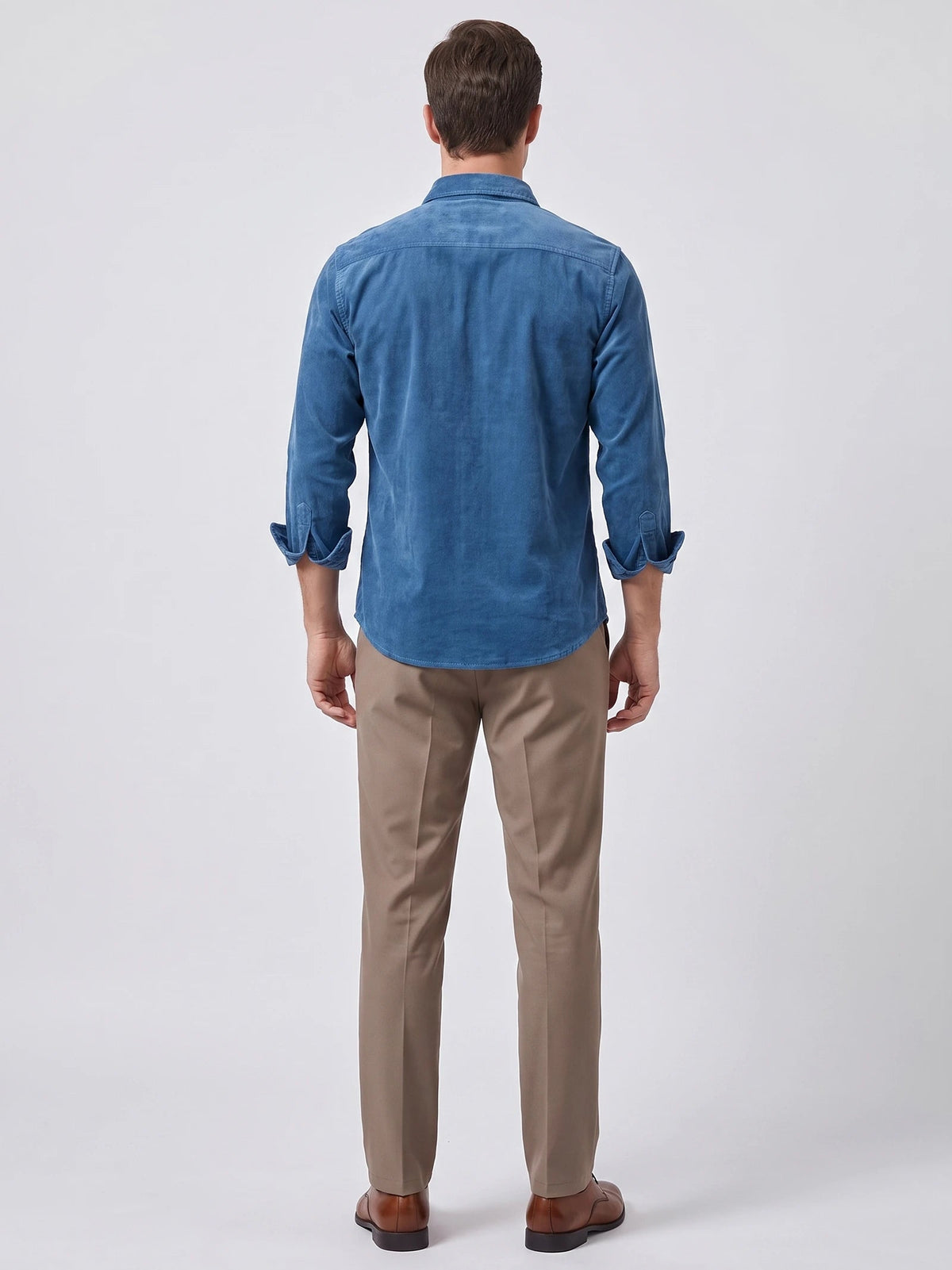 Men's Twill Tweed Shirt, Cotton Corduroy, Slim Fit Business Casual Autumn Shirt