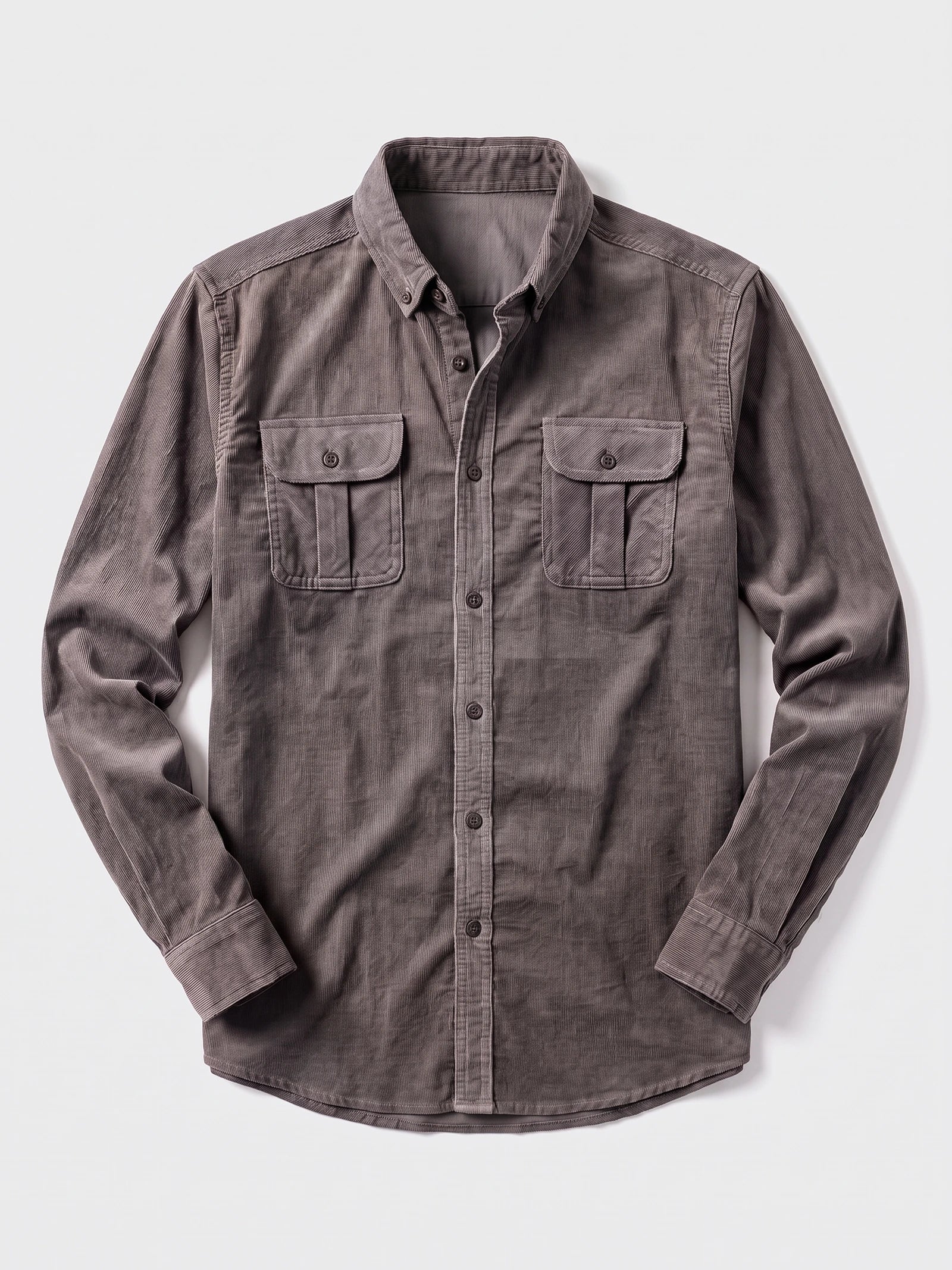 Men's Twill Tweed Shirt, Cotton Corduroy, Slim Fit Business Casual Autumn Shirt