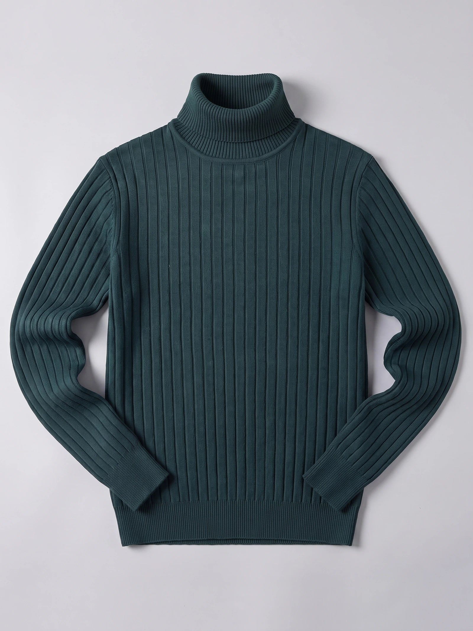 Men's Roll Neck Jumper, Solid Colour Striped Knit Pullover for Winter Casual Wear