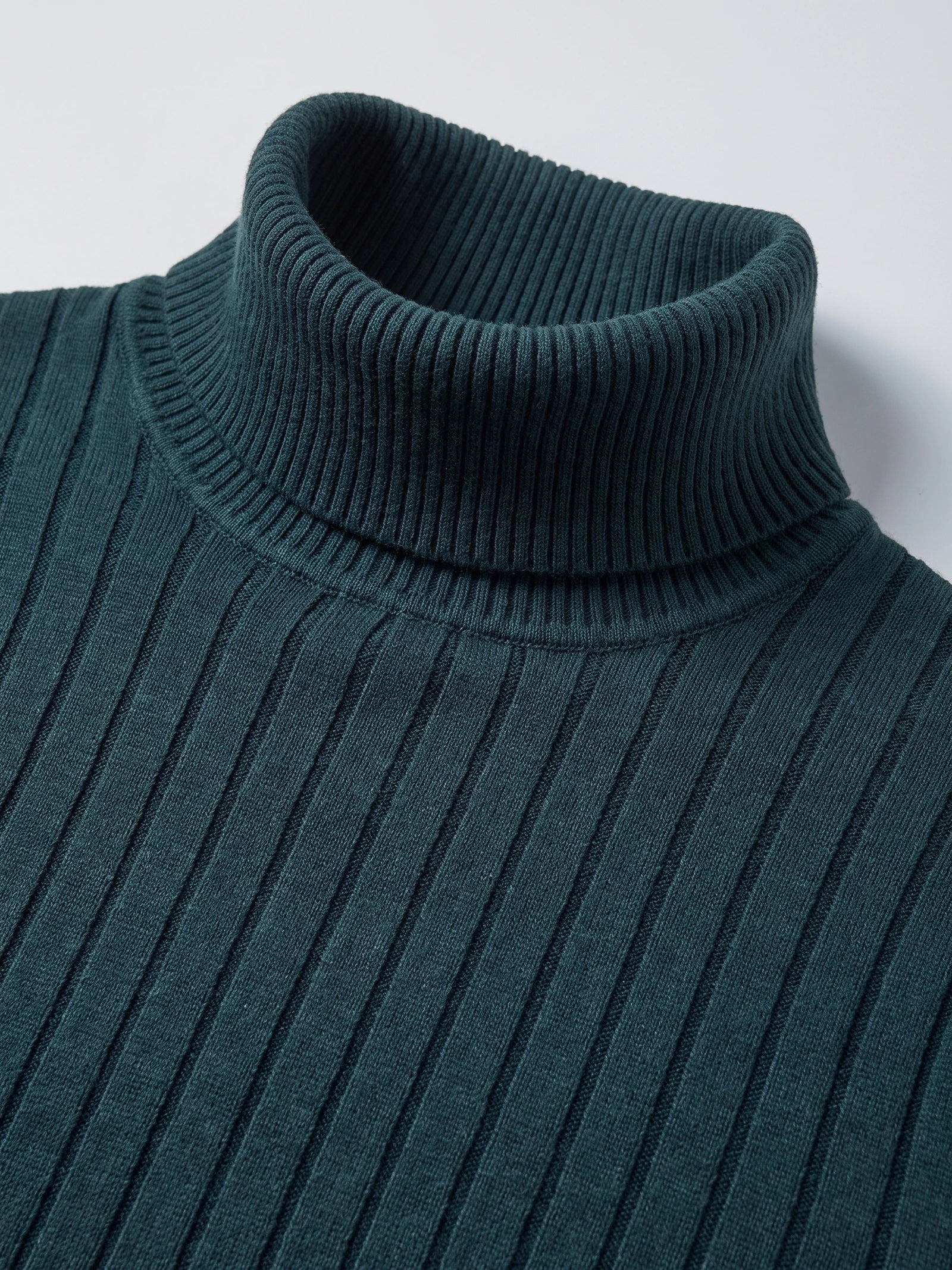 Men's Roll Neck Jumper, Solid Colour Striped Knit Pullover for Winter Casual Wear