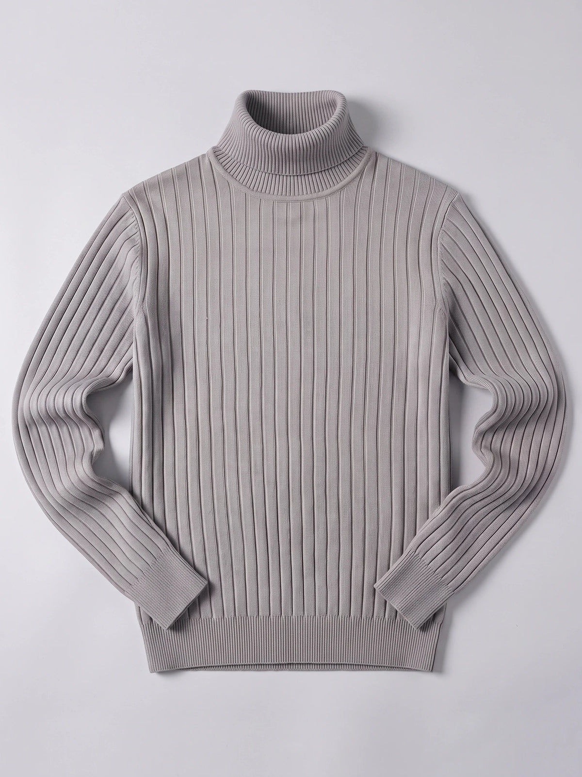 Men's Roll Neck Jumper, Solid Colour Striped Knit Pullover for Winter Casual Wear