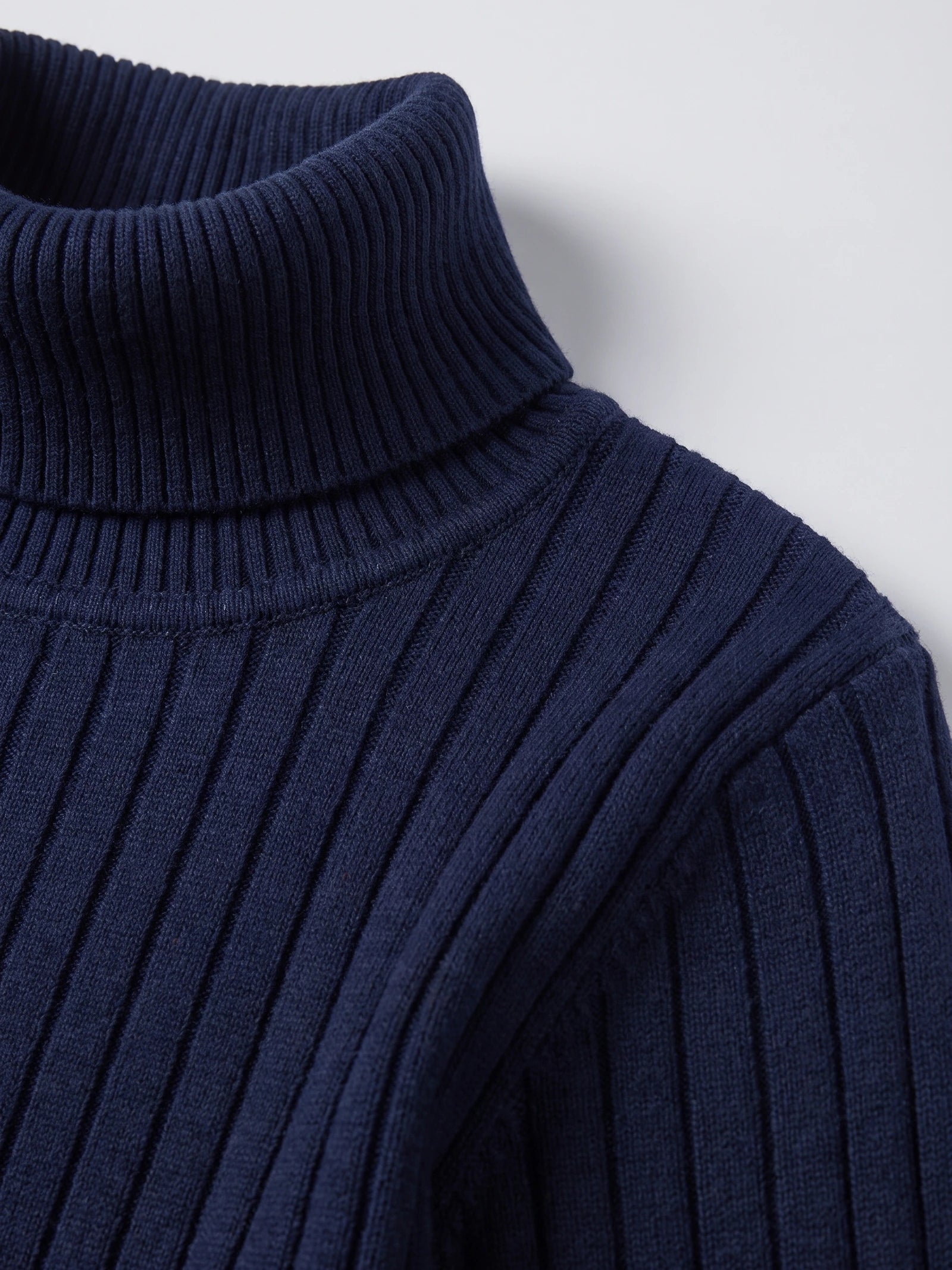 Men's Roll Neck Jumper, Solid Colour Striped Knit Pullover for Winter Casual Wear