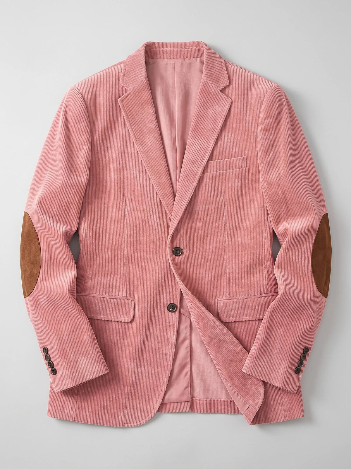 Men's Corduroy Blazer with Elbow Patches, Single-Breasted Business Casual Jacket for Spring and Autumn