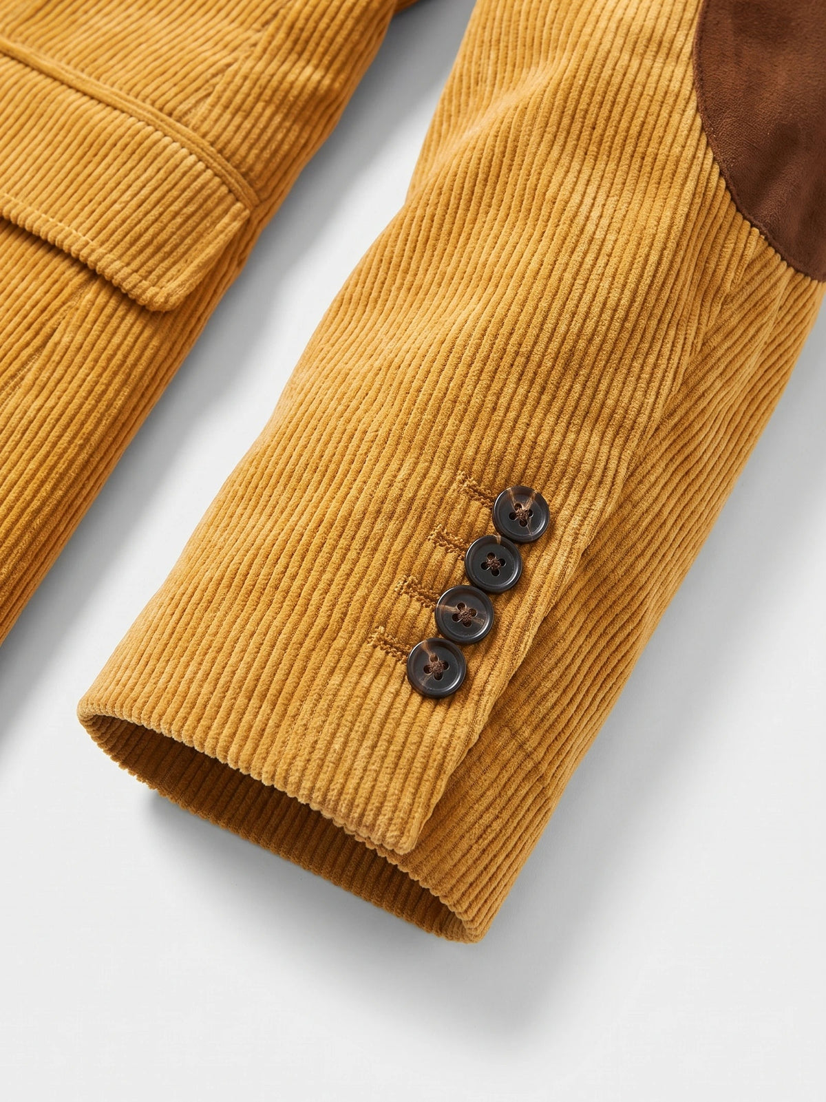 Men's Corduroy Blazer with Elbow Patches, Single-Breasted Business Casual Jacket for Spring and Autumn