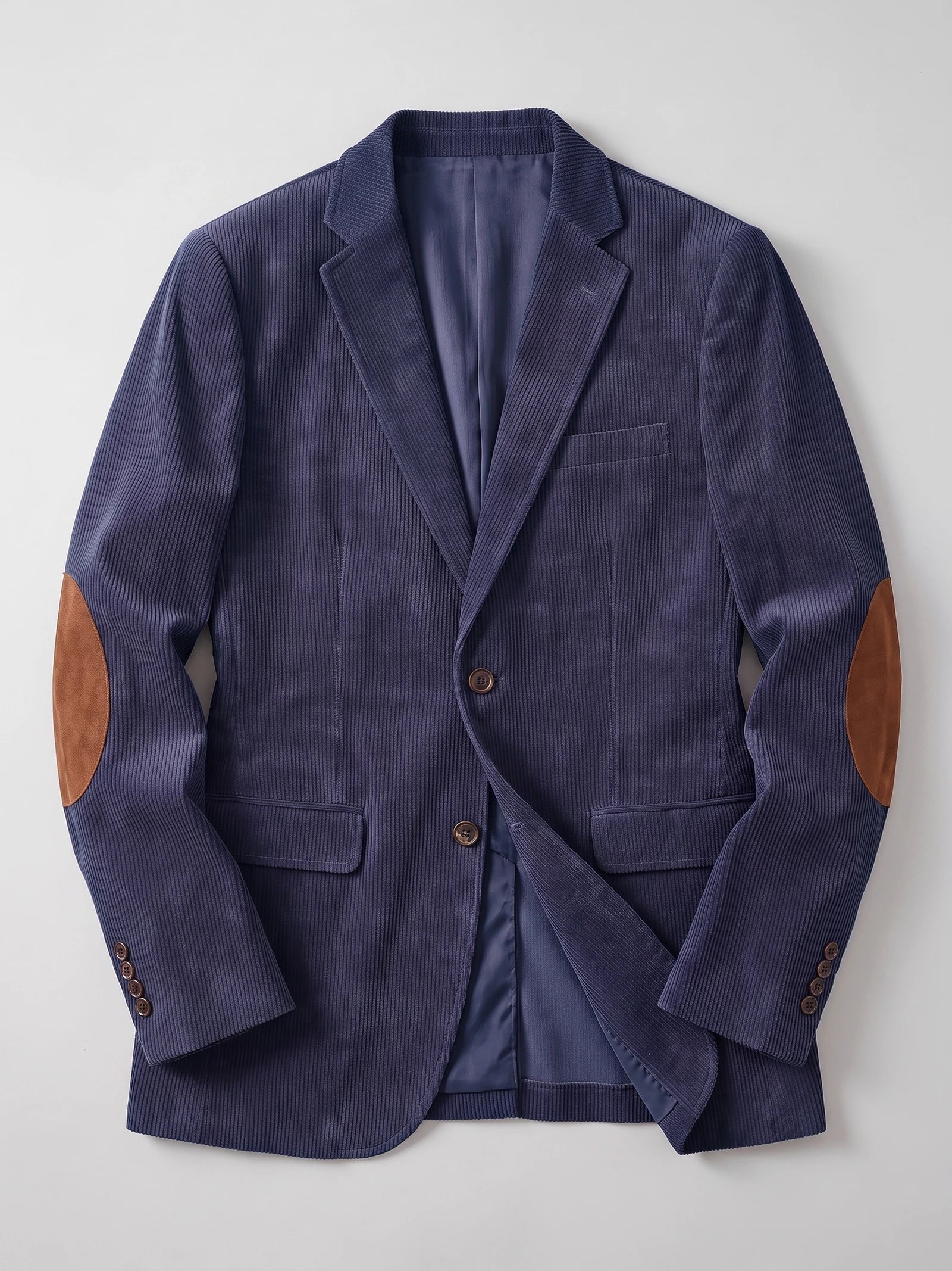 Men's Corduroy Blazer with Elbow Patches, Single-Breasted Business Casual Jacket for Spring and Autumn