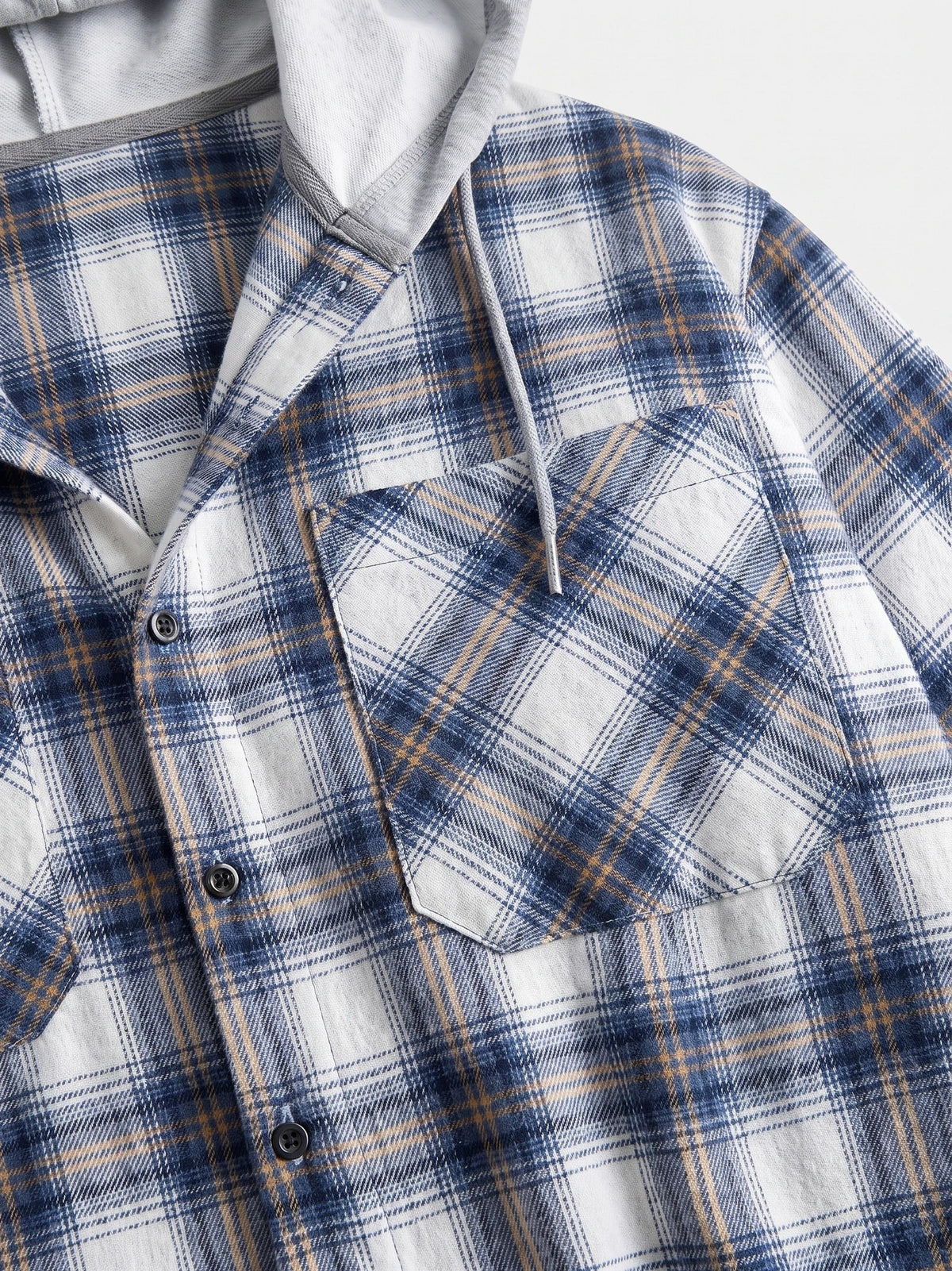 Men's Flannel Jacket, Hooded Check Long Sleeve Autumn Jacket