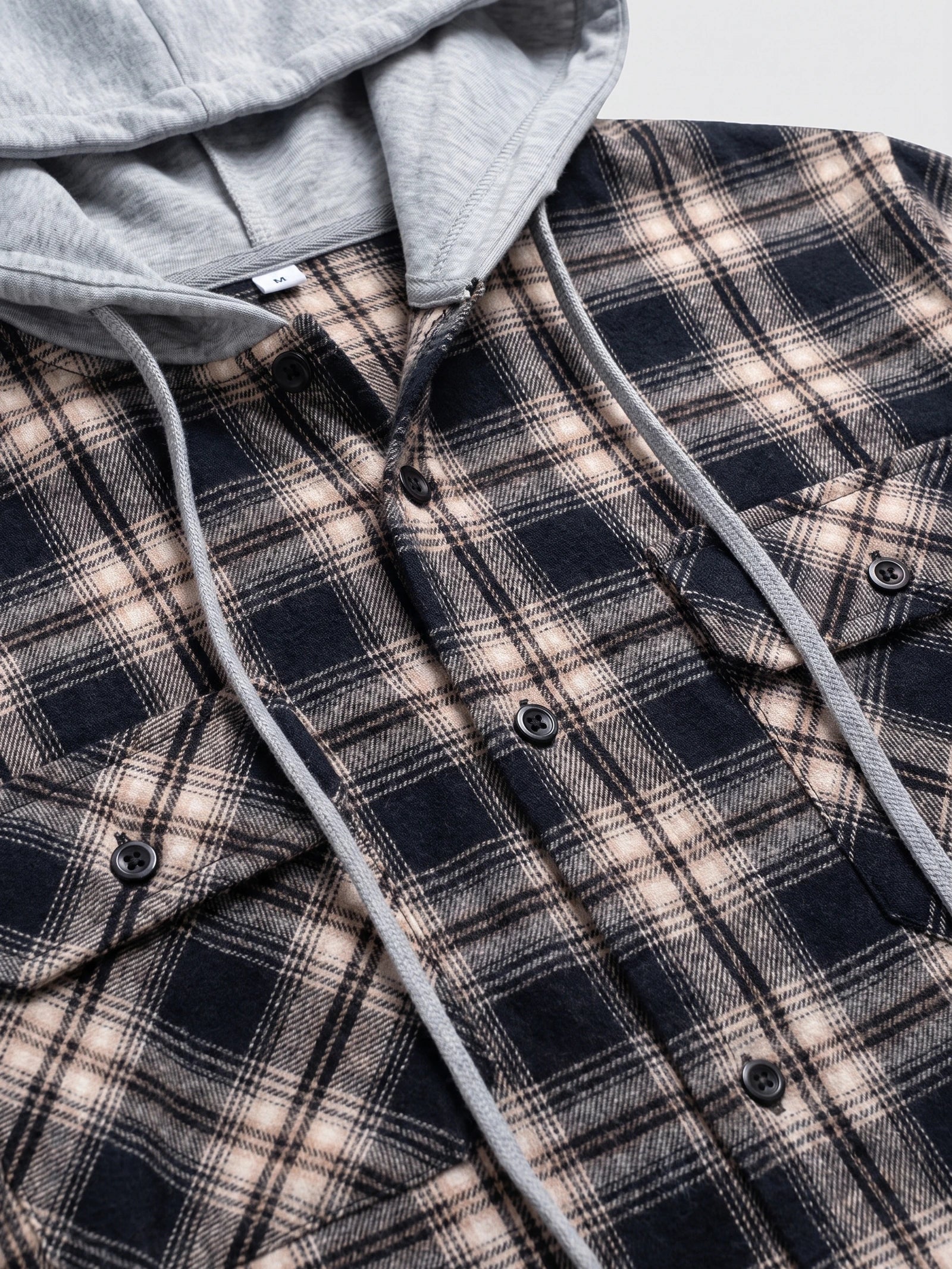 Men's Flannel Jacket, Hooded Check Long Sleeve Autumn Jacket