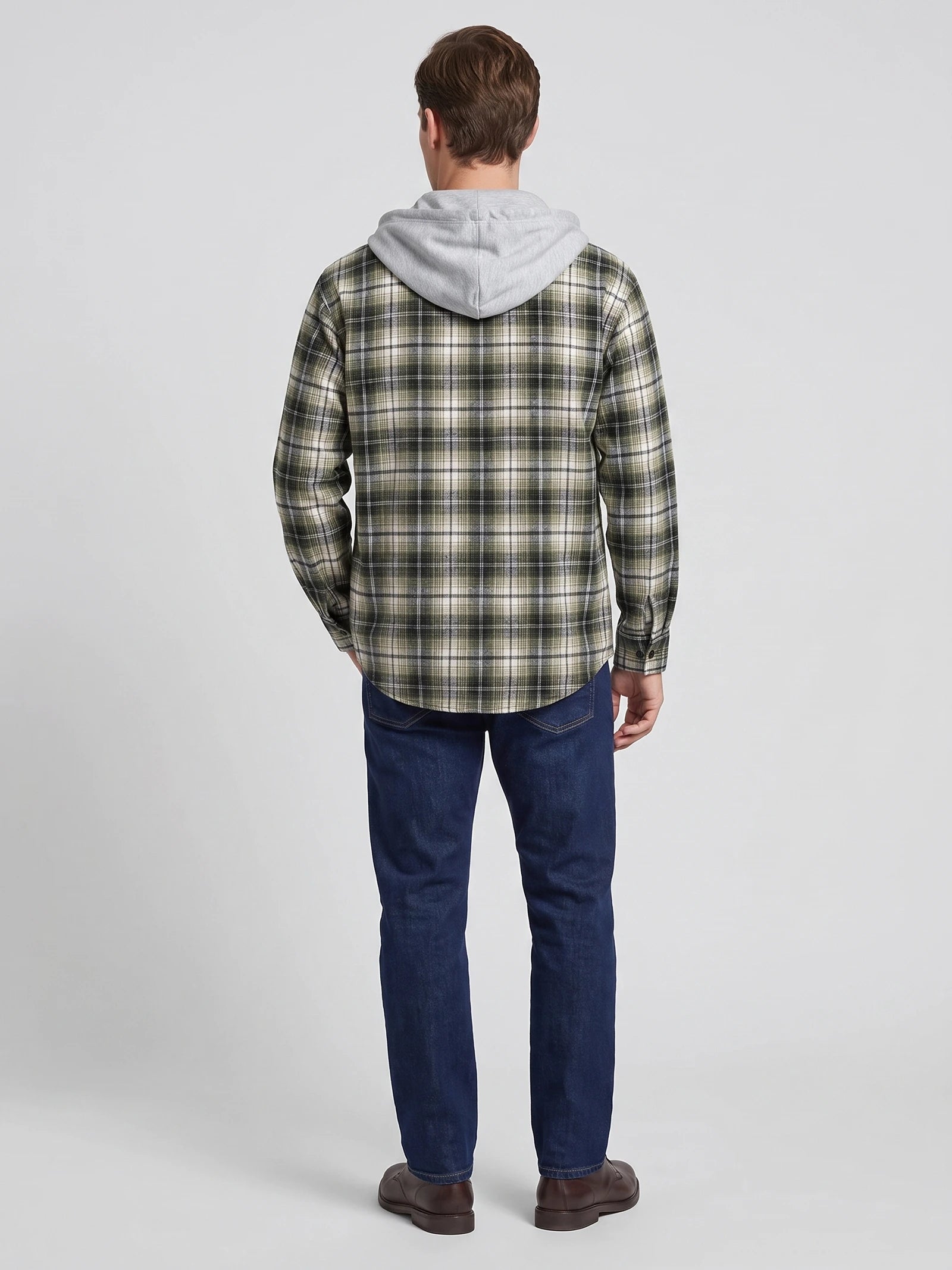 Men's Flannel Jacket, Hooded Check Long Sleeve Autumn Jacket