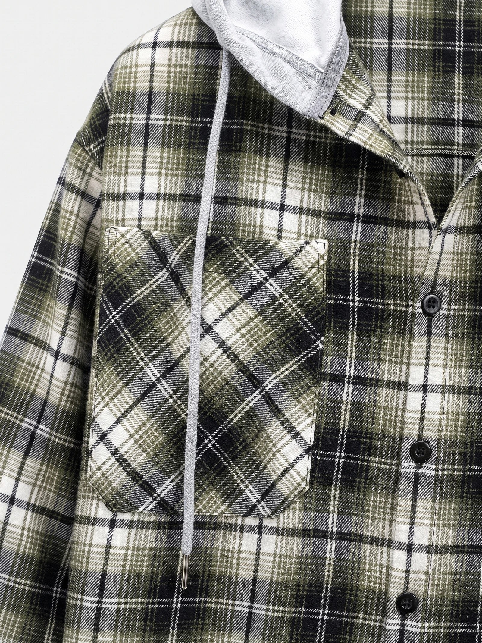 Men's Flannel Jacket, Hooded Check Long Sleeve Autumn Jacket