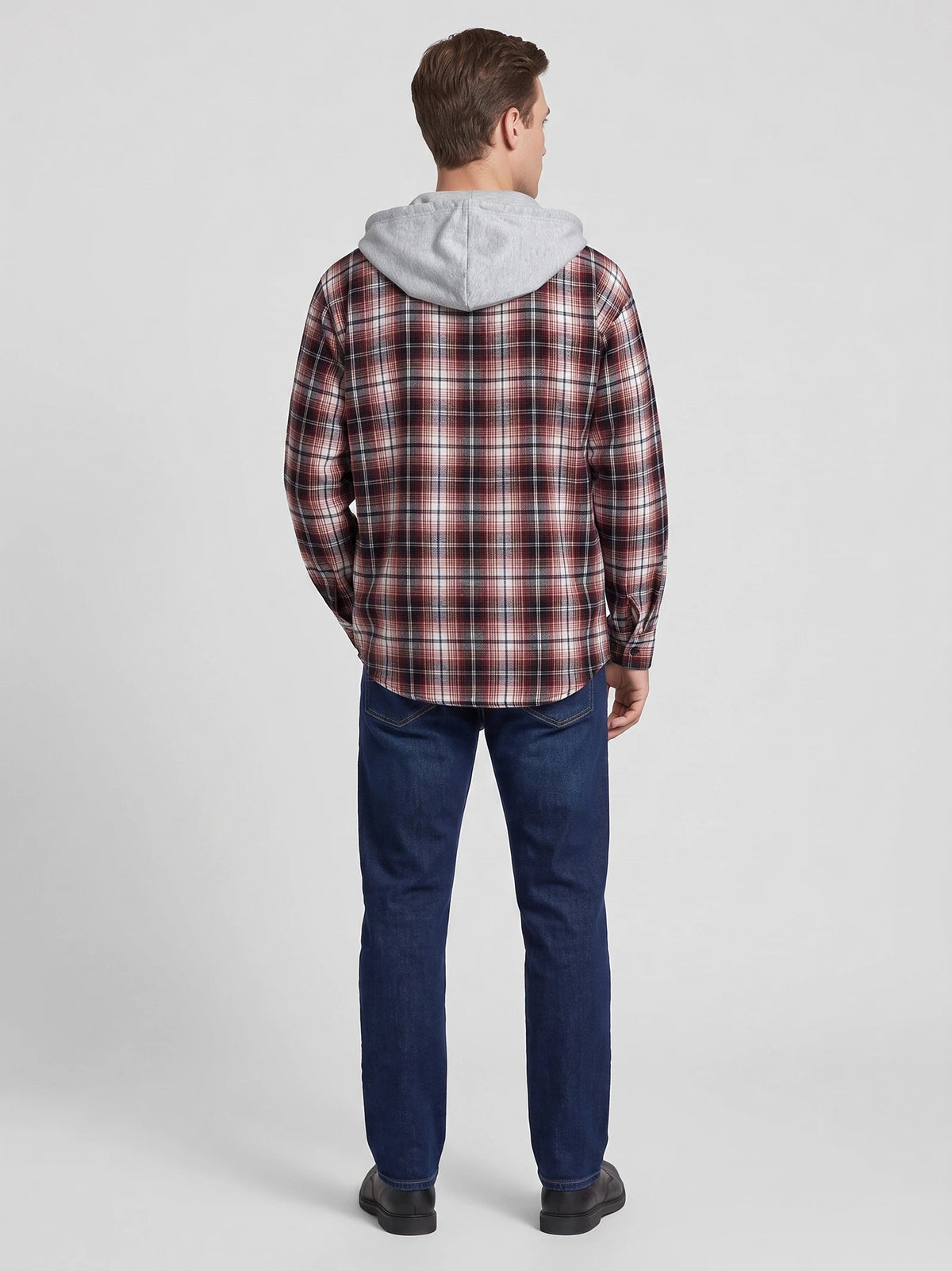 Men's Flannel Jacket, Hooded Check Long Sleeve Autumn Jacket