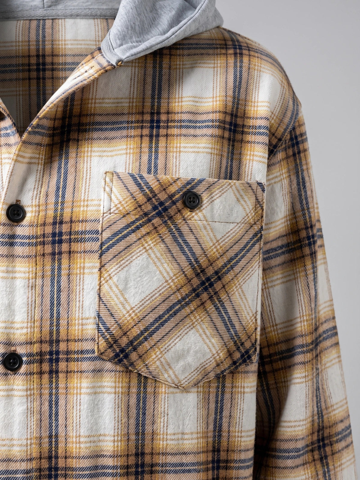 Men's Flannel Jacket, Hooded Check Long Sleeve Autumn Jacket