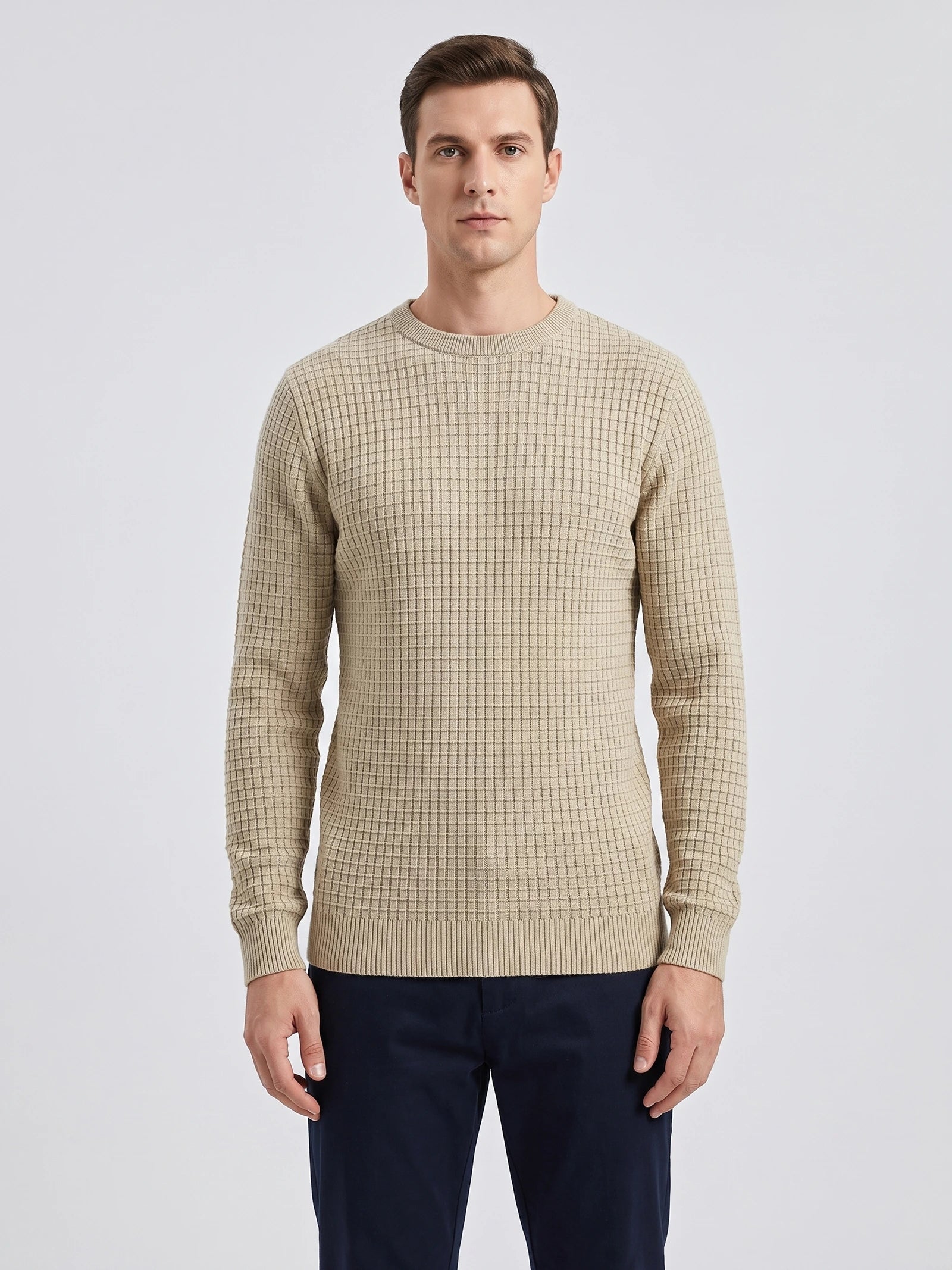 Men's Crewneck Jumper, Solid Colour Spring Outdoor Jogging Top