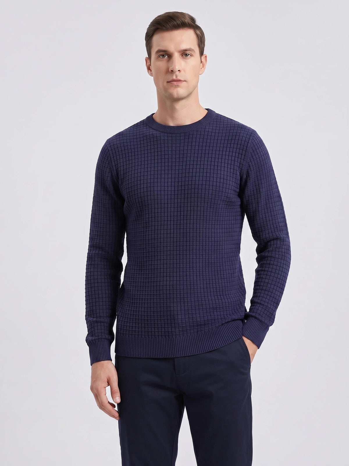 Men's Crewneck Jumper, Solid Colour Spring Outdoor Jogging Top