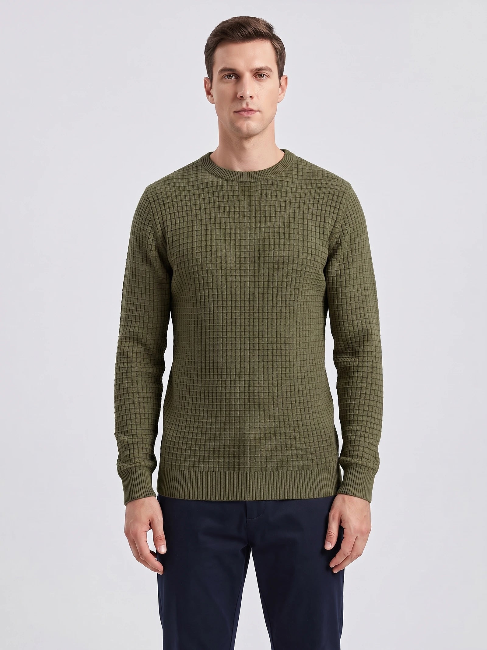 Men's Crewneck Jumper, Solid Colour Spring Outdoor Jogging Top