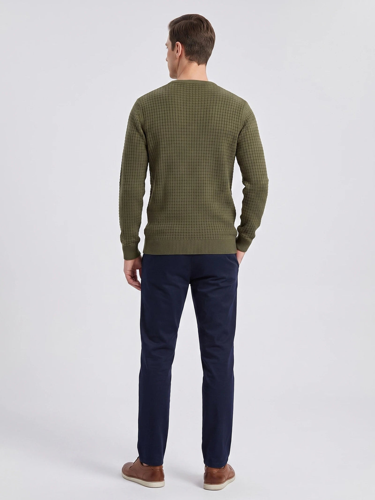 Men's Crewneck Jumper, Solid Colour Spring Outdoor Jogging Top
