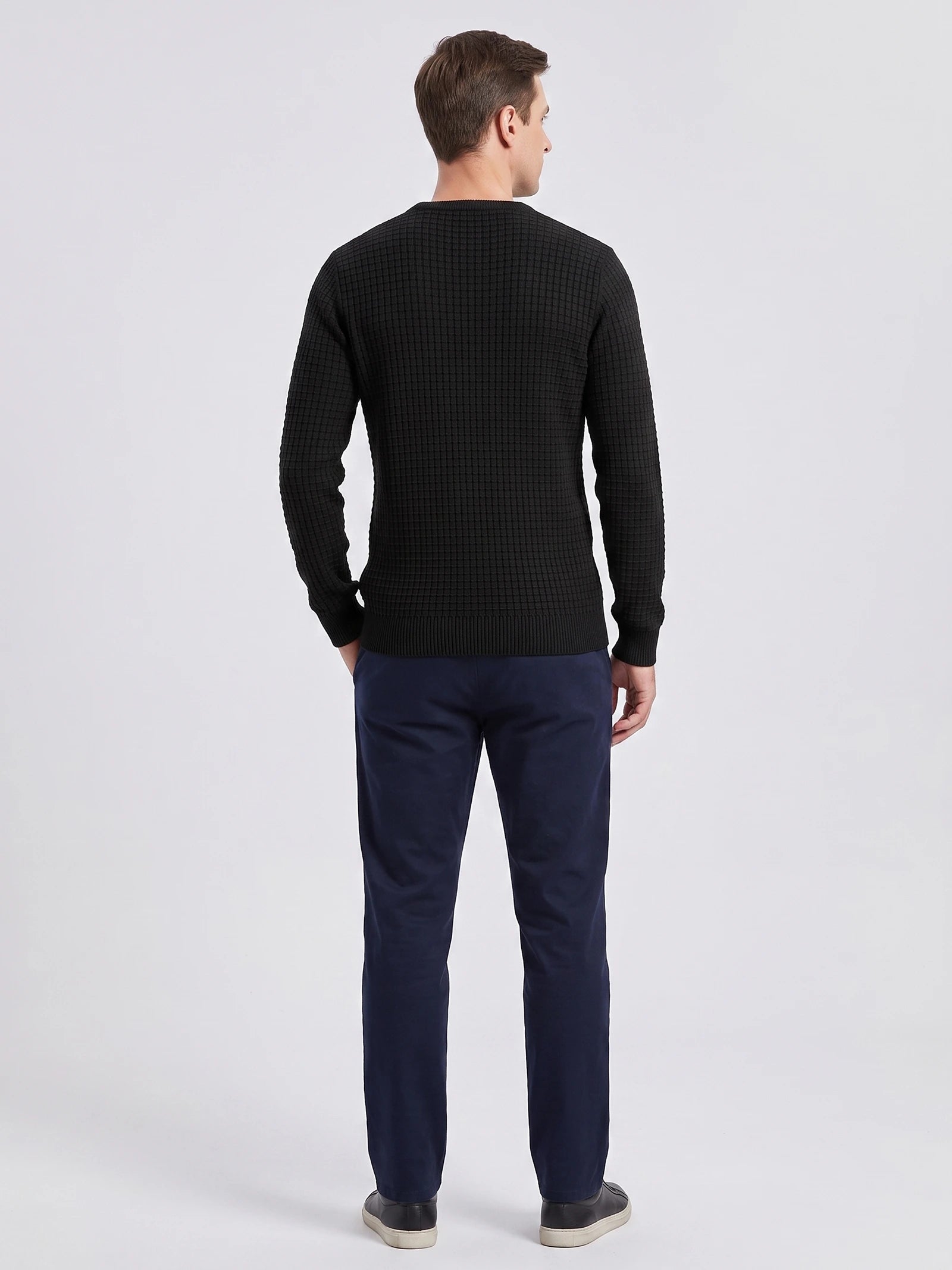 Men's Crewneck Jumper, Solid Colour Spring Outdoor Jogging Top