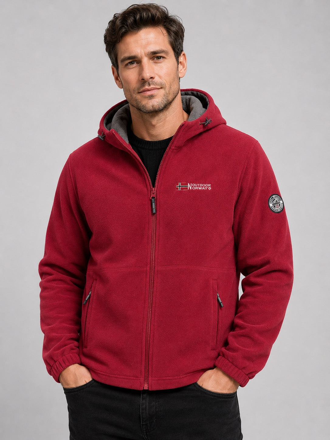Men’s Hooded Fleece Jacket Windproof Thick Warm Winter Jacket for Hiking and Outdoor Wear