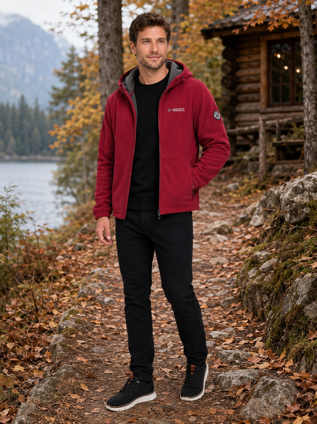 Men’s Hooded Fleece Jacket Windproof Thick Warm Winter Jacket for Hiking and Outdoor Wear
