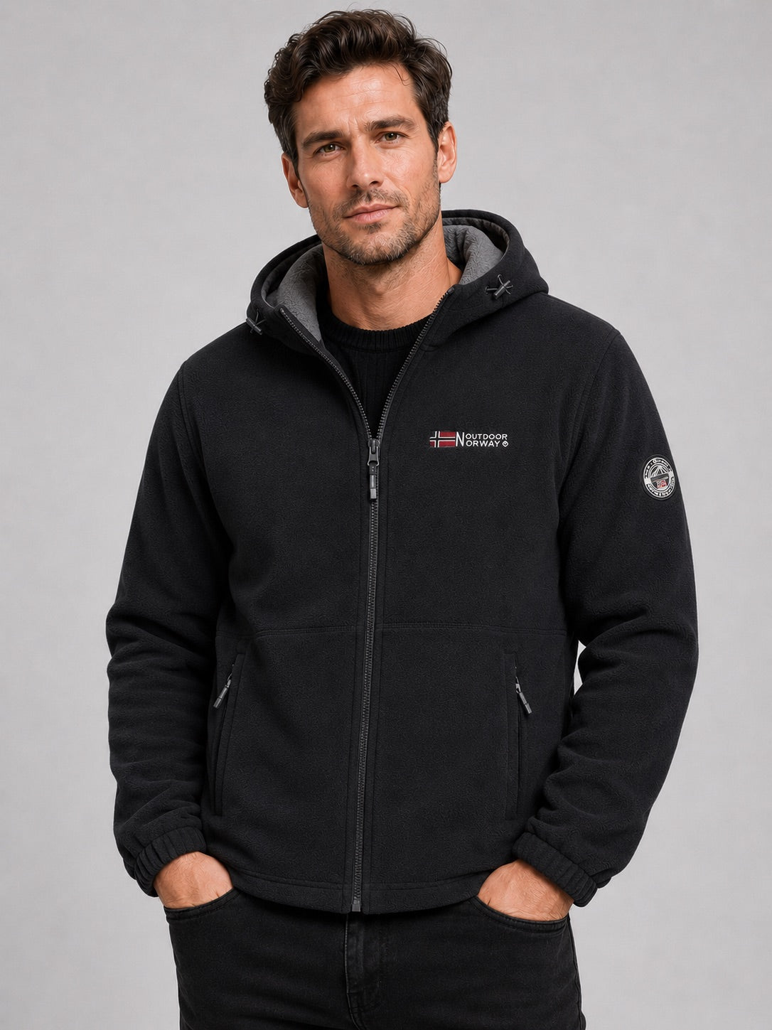 Men’s Hooded Fleece Jacket Windproof Thick Warm Winter Jacket for Hiking and Outdoor Wear