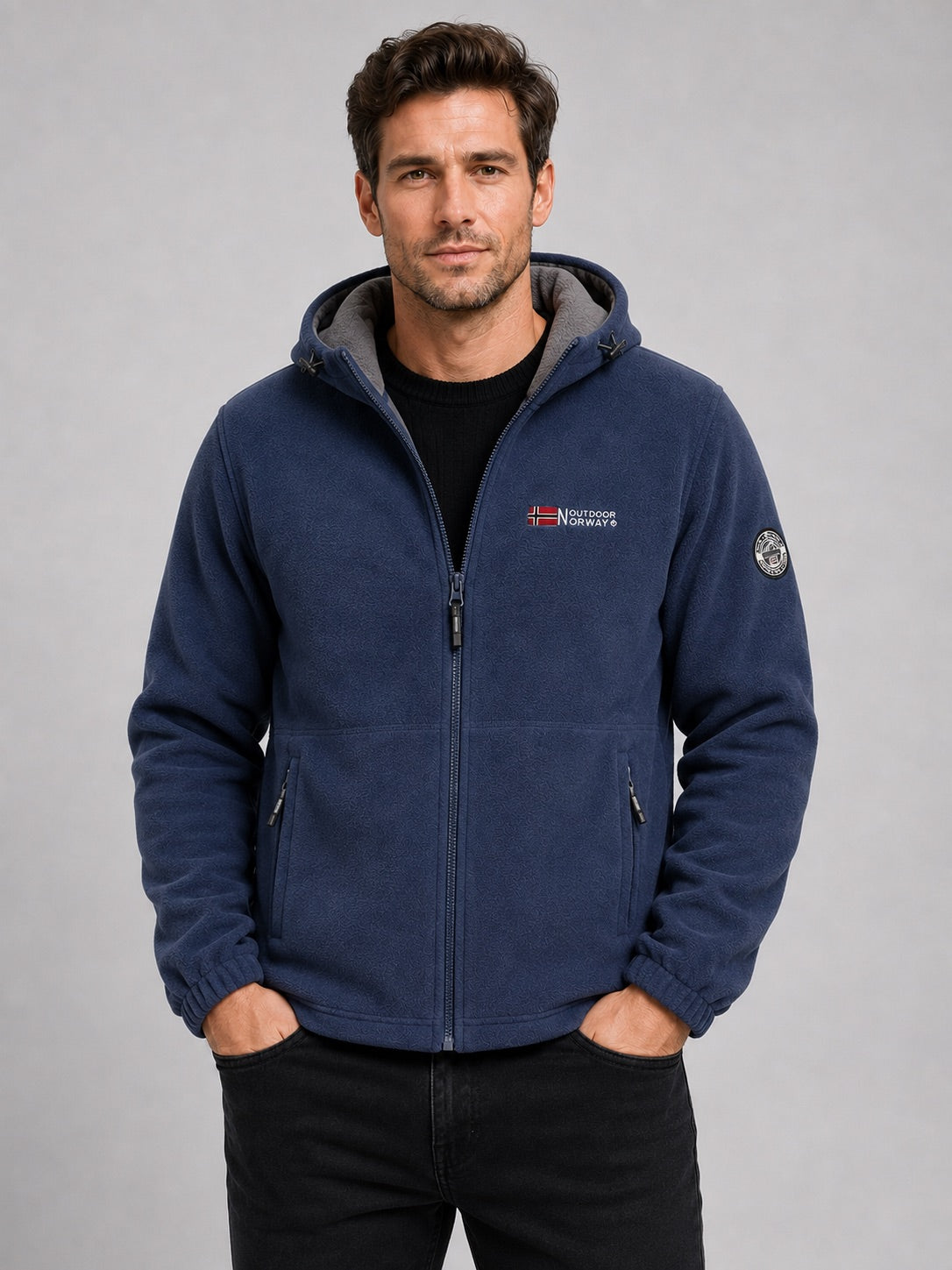 Men’s Hooded Fleece Jacket Windproof Thick Warm Winter Jacket for Hiking and Outdoor Wear