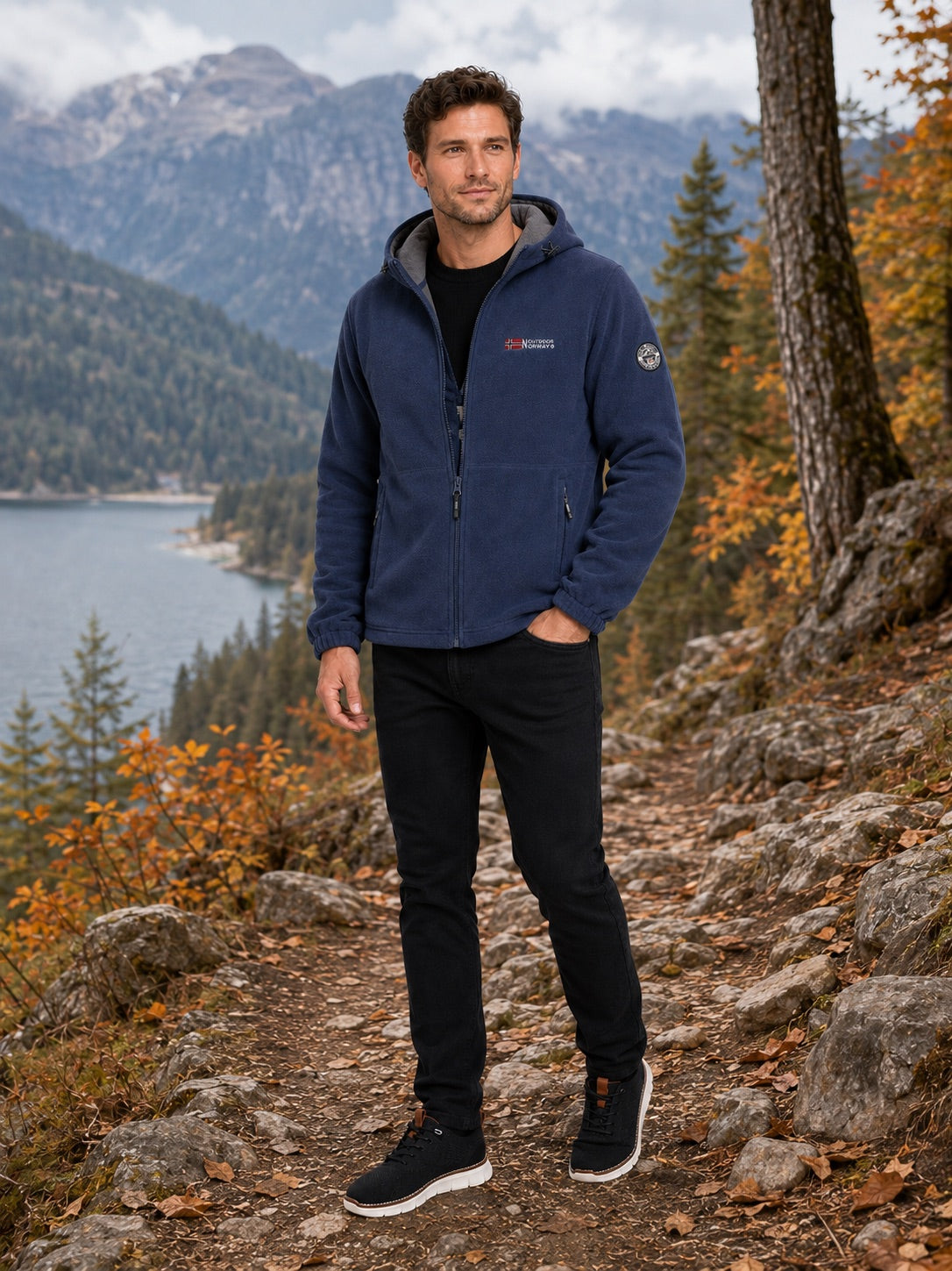 Men’s Hooded Fleece Jacket Windproof Thick Warm Winter Jacket for Hiking and Outdoor Wear