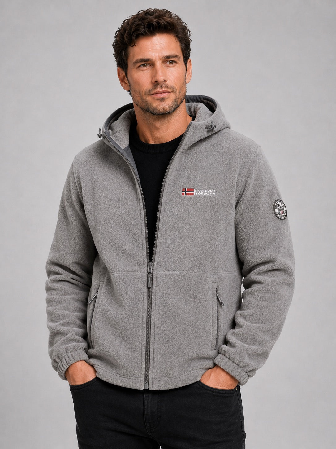 Men’s Hooded Fleece Jacket Windproof Thick Warm Winter Jacket for Hiking and Outdoor Wear
