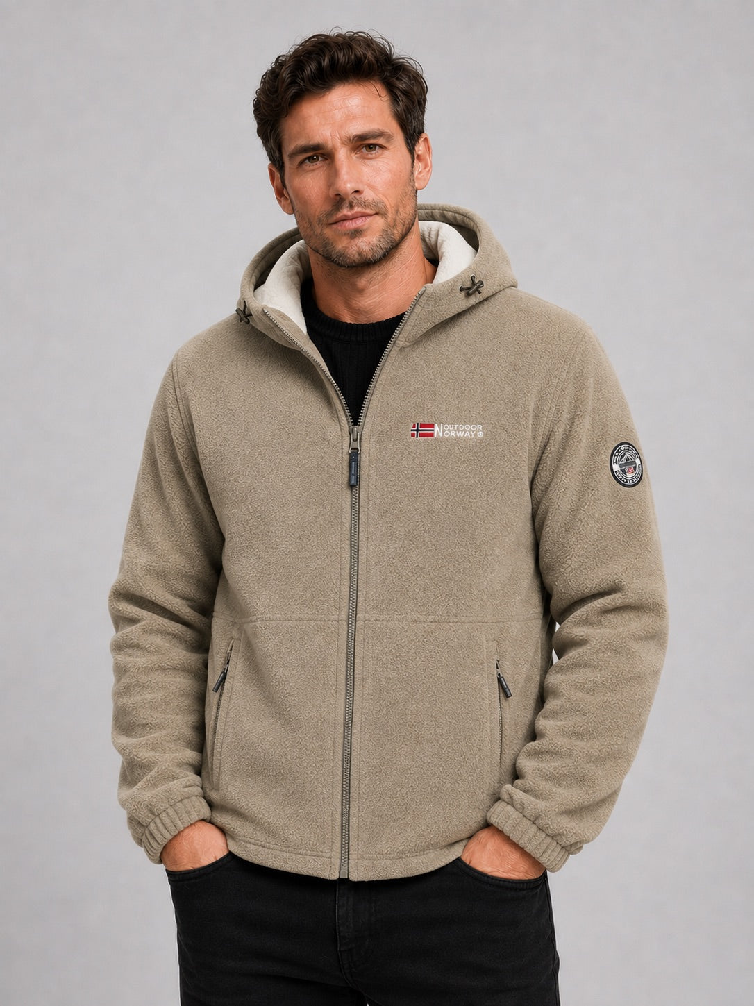 Men’s Hooded Fleece Jacket Windproof Thick Warm Winter Jacket for Hiking and Outdoor Wear