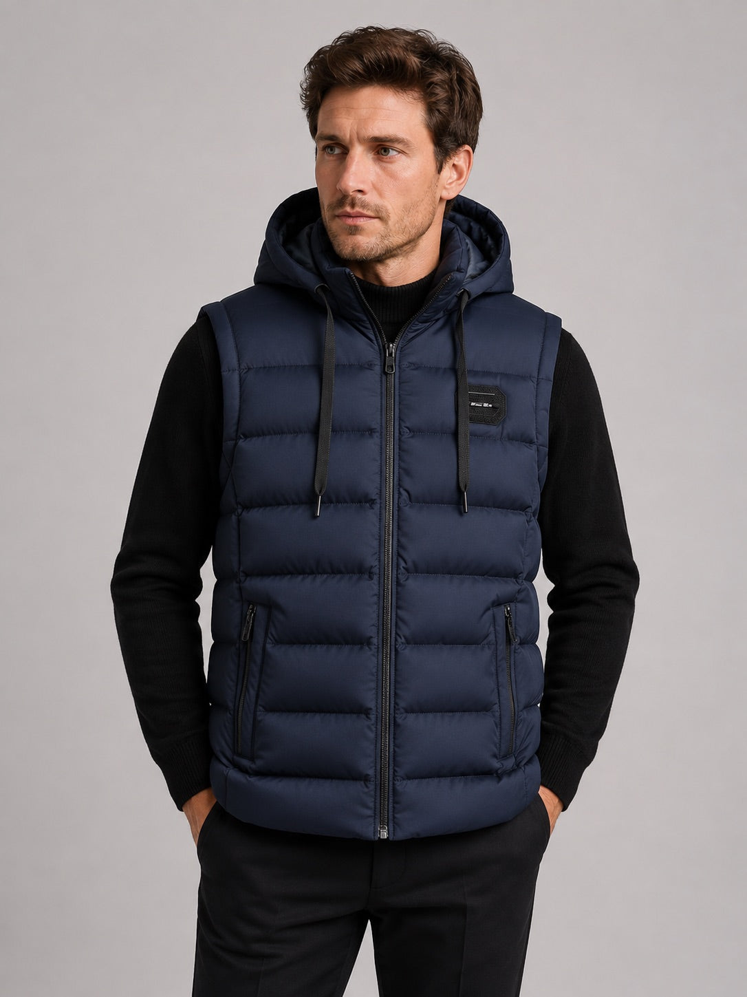 Men’s Hooded Puffer Gilet Zip-Up Cotton Padded Thick Warm Autumn Winter Sleeveless Jacket for Casual and Outdoor Wear