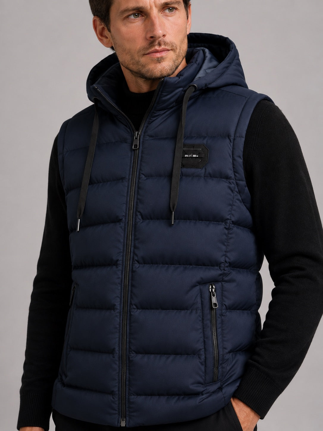 Men’s Hooded Puffer Gilet Zip-Up Cotton Padded Thick Warm Autumn Winter Sleeveless Jacket for Casual and Outdoor Wear
