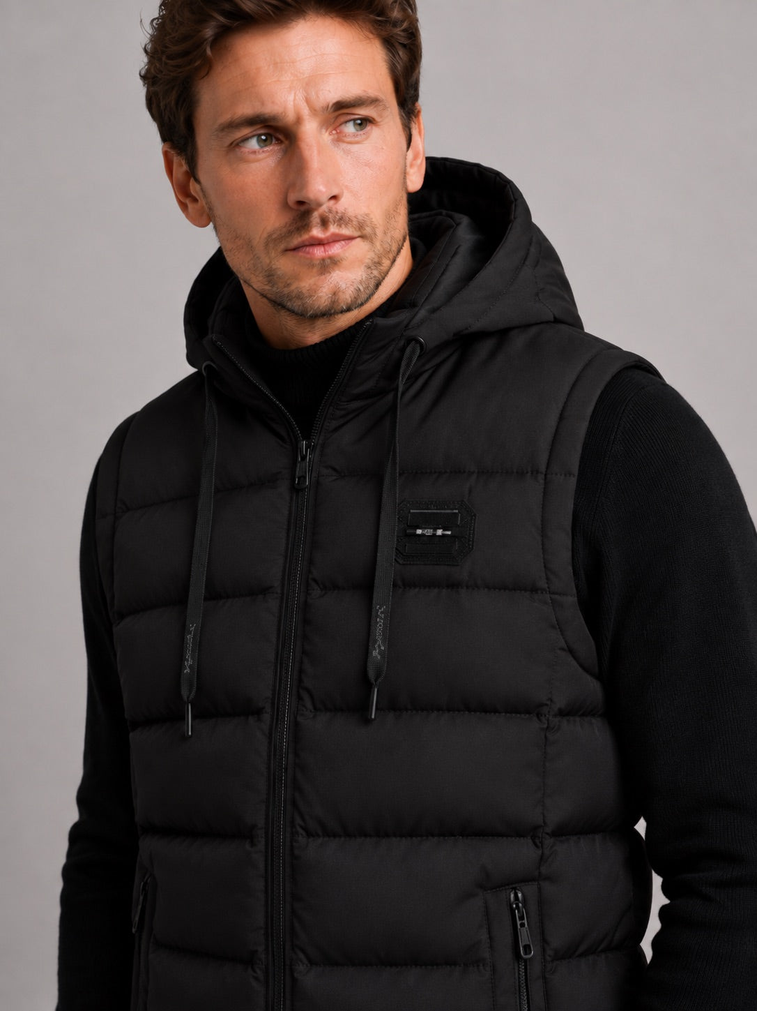 Men’s Hooded Puffer Gilet Zip-Up Cotton Padded Thick Warm Autumn Winter Sleeveless Jacket for Casual and Outdoor Wear