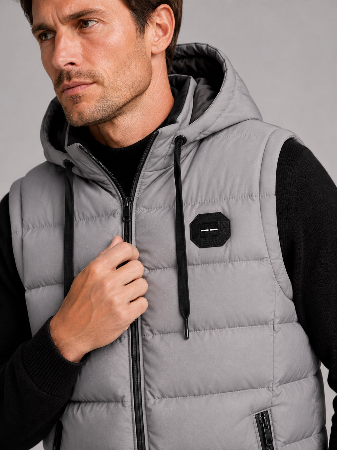 Men’s Hooded Puffer Gilet Zip-Up Cotton Padded Thick Warm Autumn Winter Sleeveless Jacket for Casual and Outdoor Wear