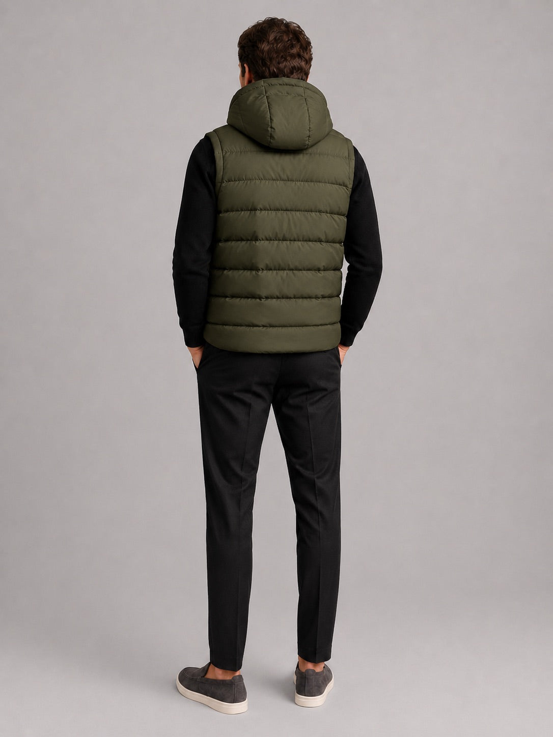 Men’s Hooded Puffer Gilet Zip-Up Cotton Padded Thick Warm Autumn Winter Sleeveless Jacket for Casual and Outdoor Wear