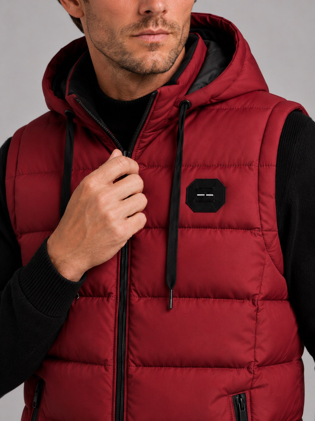 Men’s Hooded Puffer Gilet Zip-Up Cotton Padded Thick Warm Autumn Winter Sleeveless Jacket for Casual and Outdoor Wear