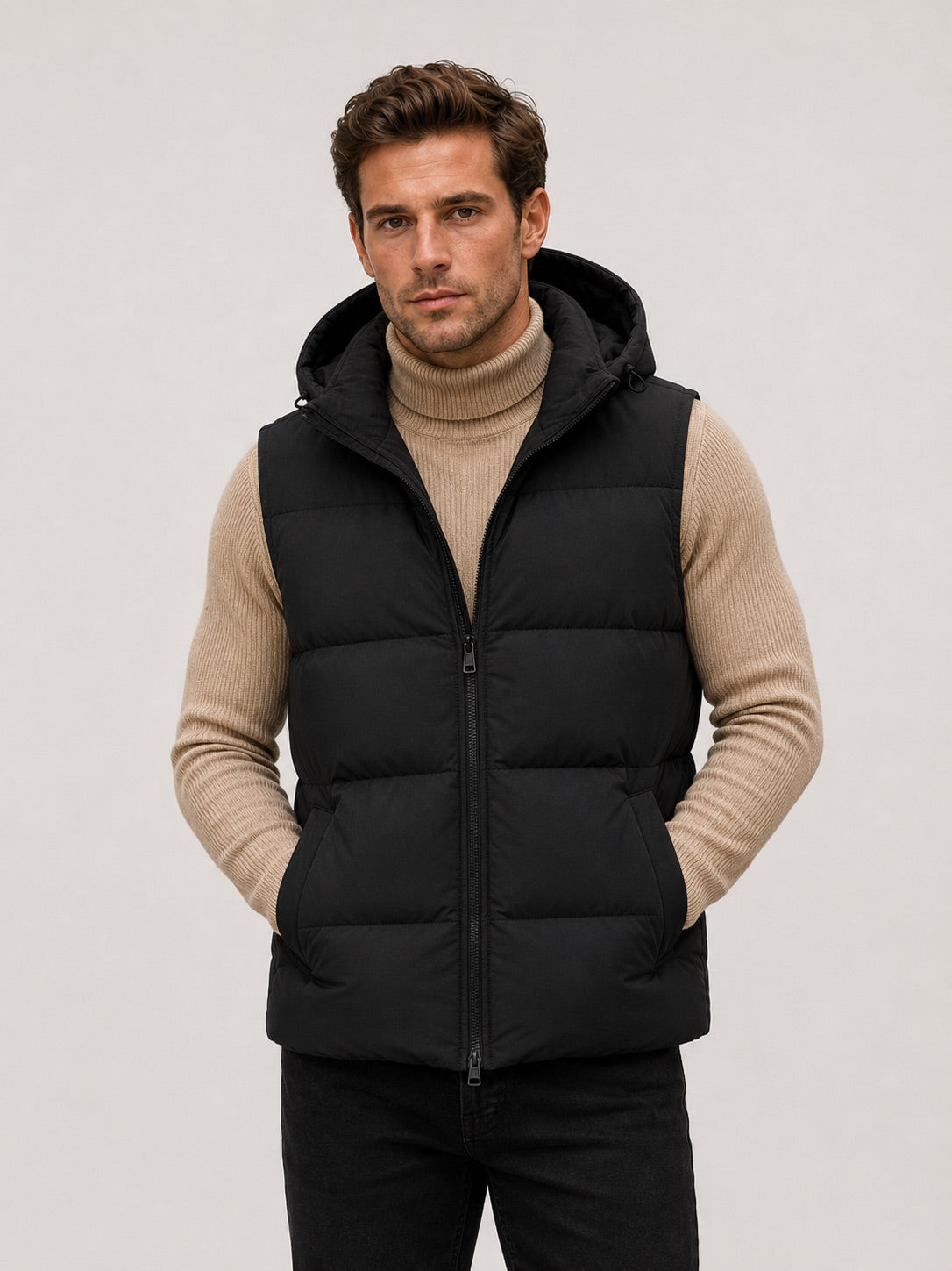 Men’s Hooded Puffer Gilet Thick Warm Autumn Winter Jacket for Casual and Outdoor Wear