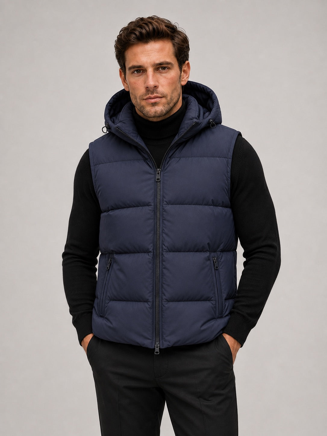 Men’s Hooded Puffer Gilet Thick Warm Autumn Winter Jacket for Casual and Outdoor Wear