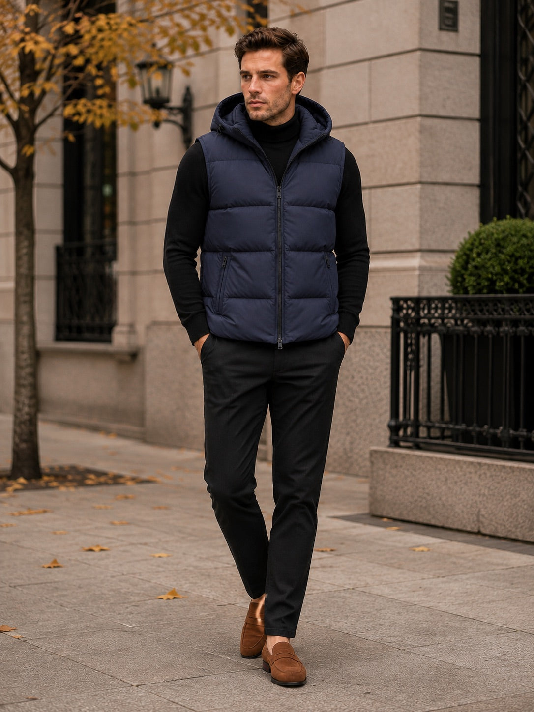 Men’s Hooded Puffer Gilet Thick Warm Autumn Winter Jacket for Casual and Outdoor Wear