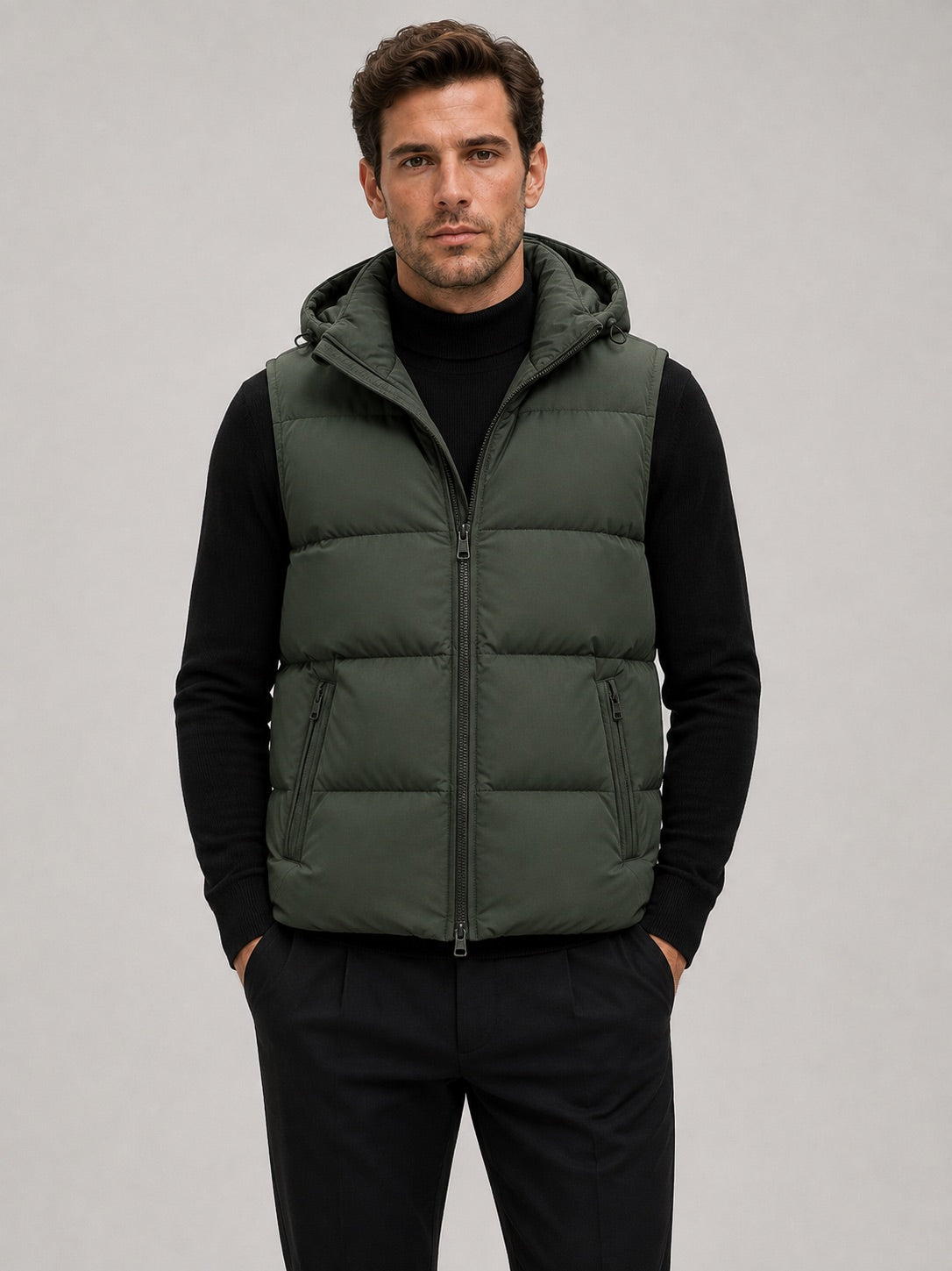 Men’s Hooded Puffer Gilet Thick Warm Autumn Winter Jacket for Casual and Outdoor Wear