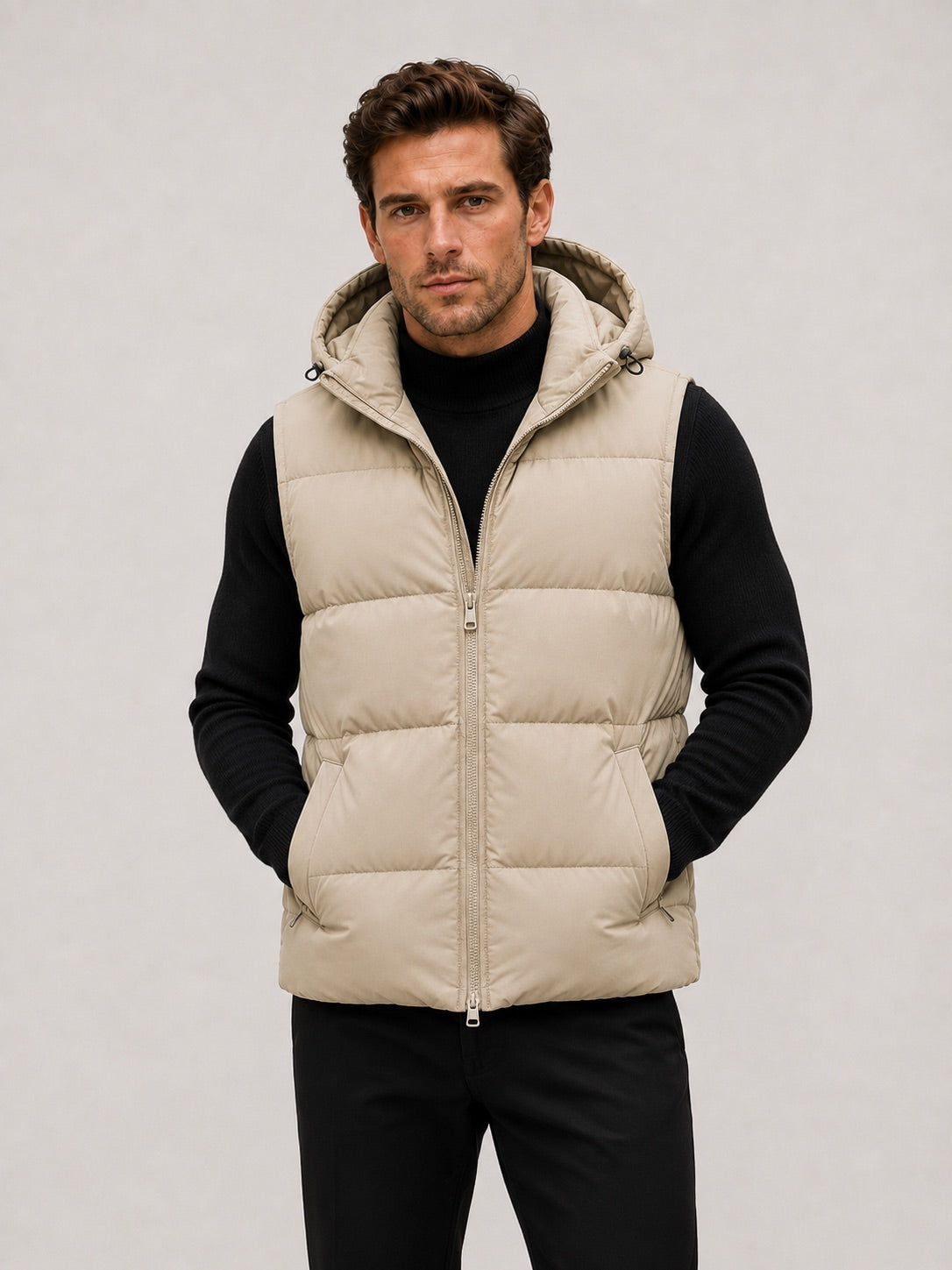 Men’s Hooded Puffer Gilet Thick Warm Autumn Winter Jacket for Casual and Outdoor Wear